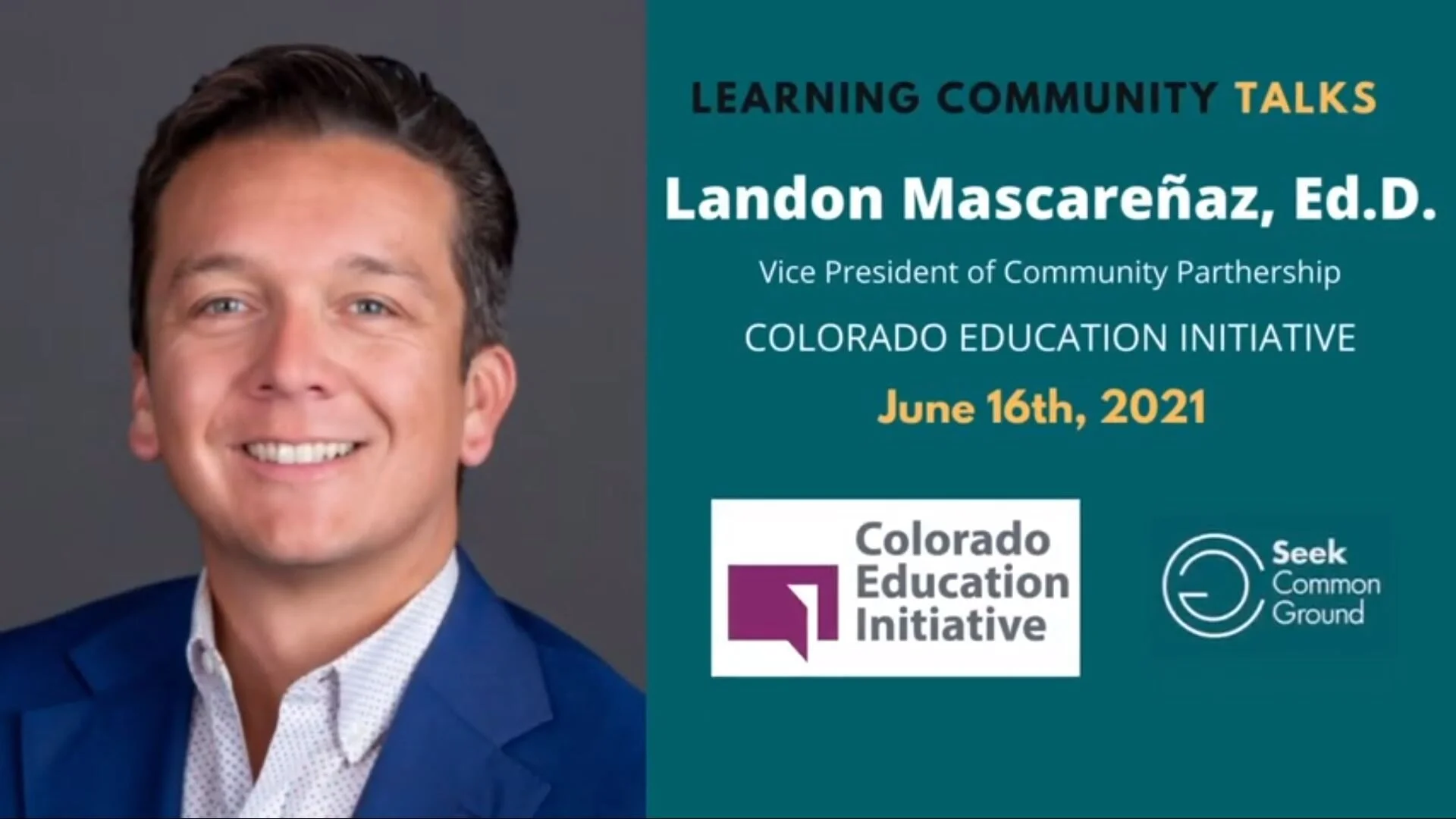 SCG Learning Community TALK: Landon Mascareñaz, Ed.D.