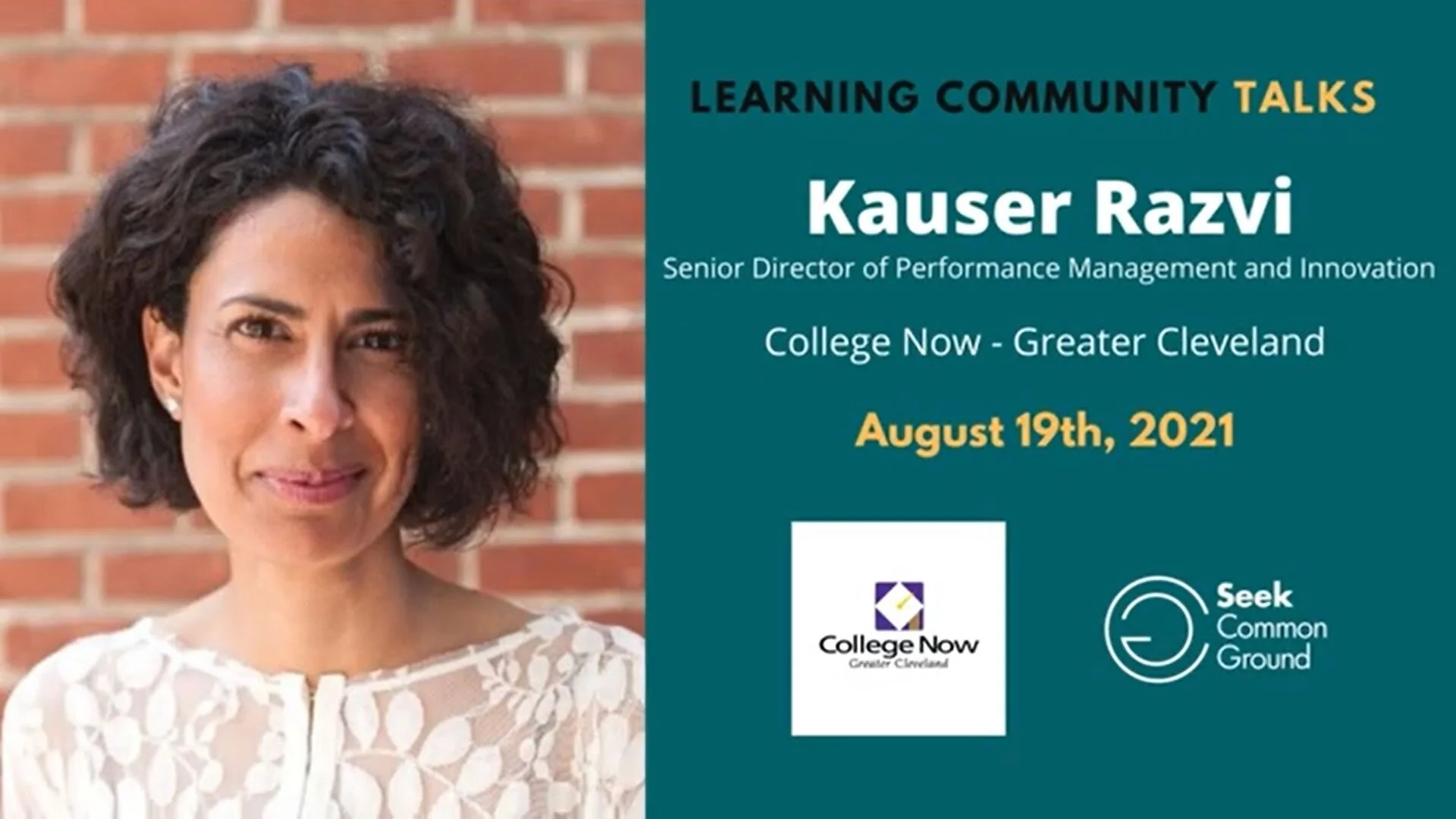 Learning Community TALKS: Kauser Razvi
