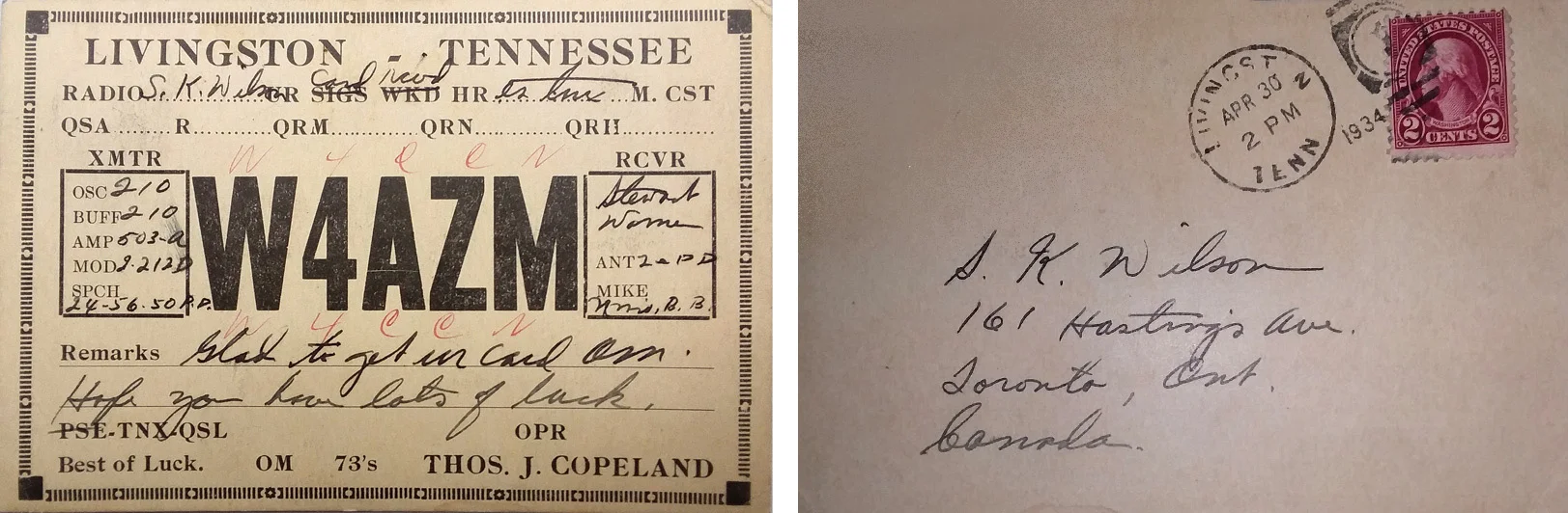 1934 QSL Card from the original W4AZM