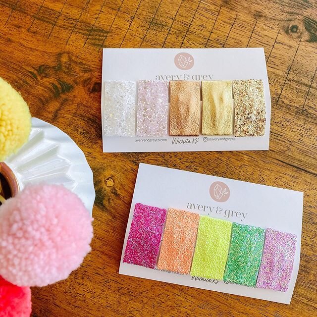 ✨ Team bright colors or neutrals? 💖 I can&rsquo;t choose! You can mix and match from the sparkle bar in the shop, or message me and I can put a fun set together for you! #averyandgrey #sparklebar