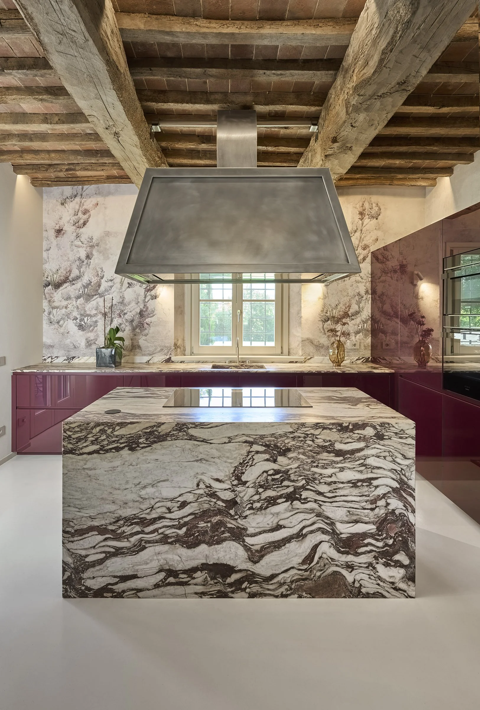 Elegant kitchen with refined Italian interiors in a luxury villa near Florence, Tuscany
