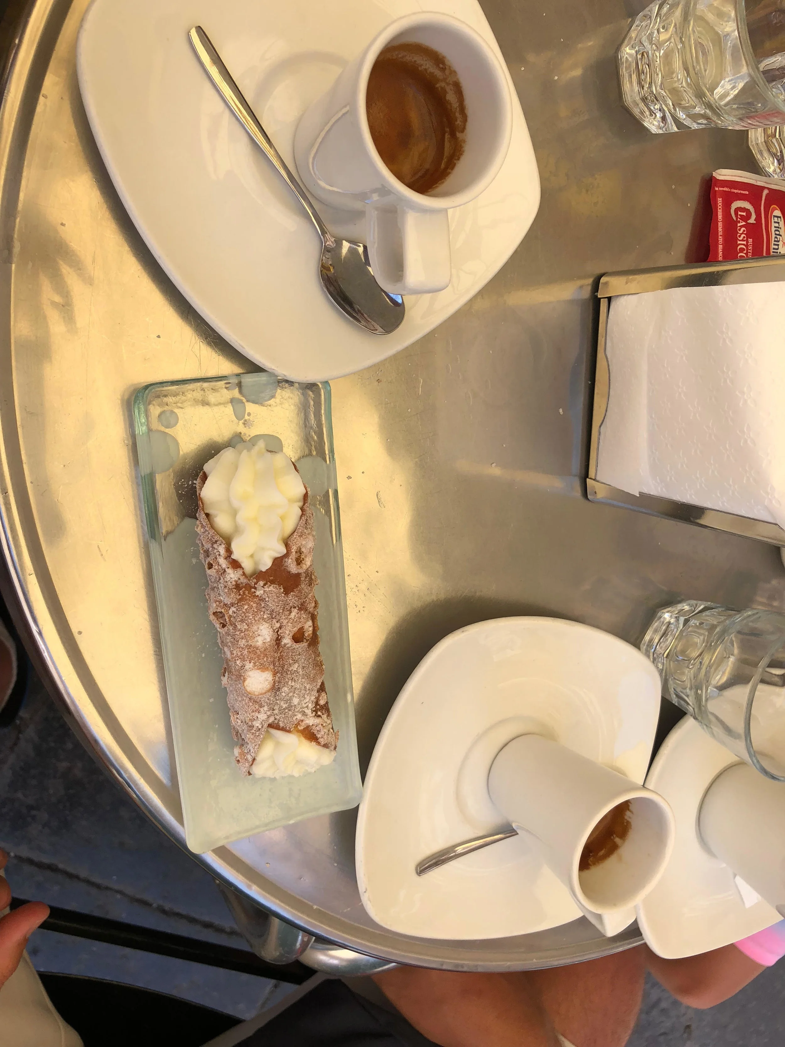 The world’s most perfect cannolo, paired perfectly with bitter espresso at Caffe Sicilia.