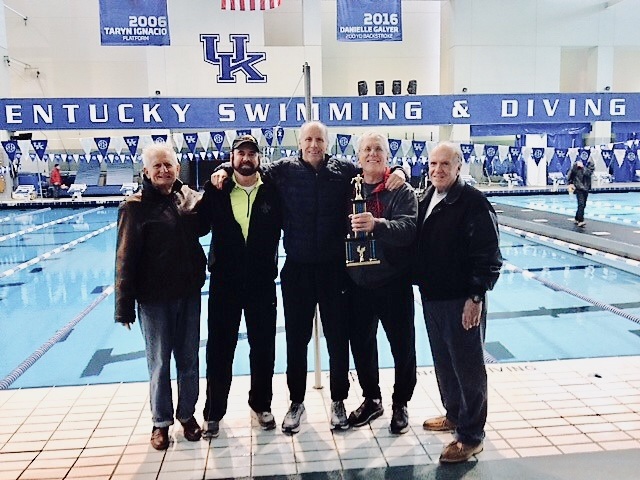  Western Kentucky Green Gators display the&nbsp;division trophy received at the Wildcat Invitational Masters Swim Meet at the University of Kentucky on 3-3-19. 