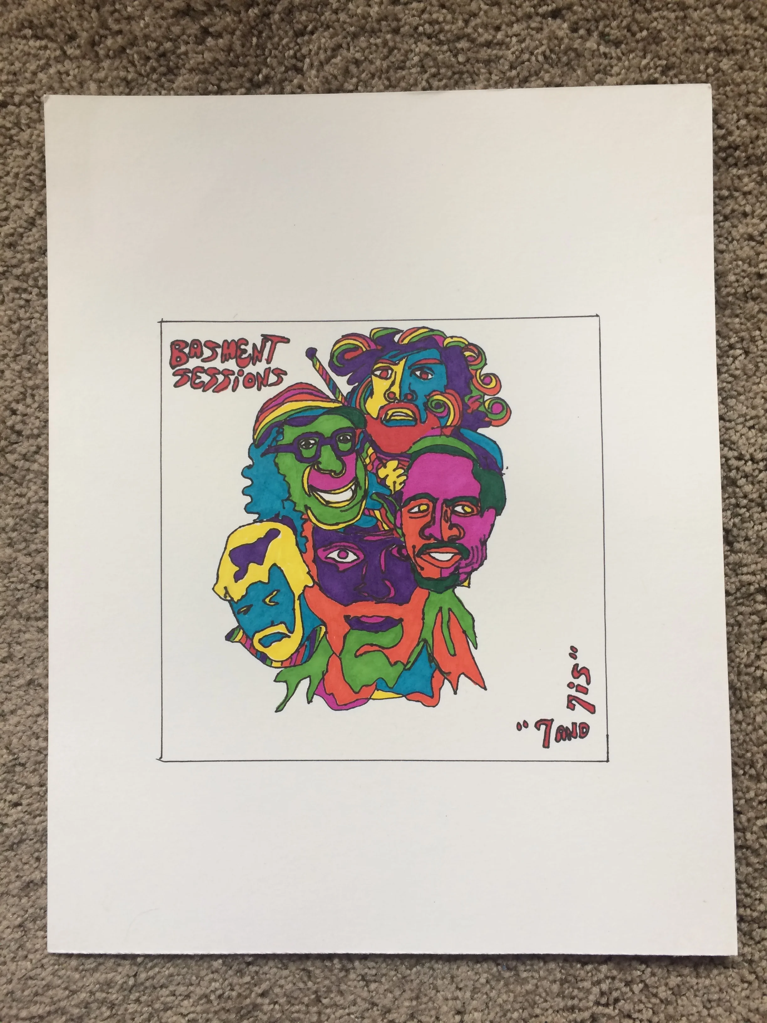 original art for "Basment Sessions" split 7 inch