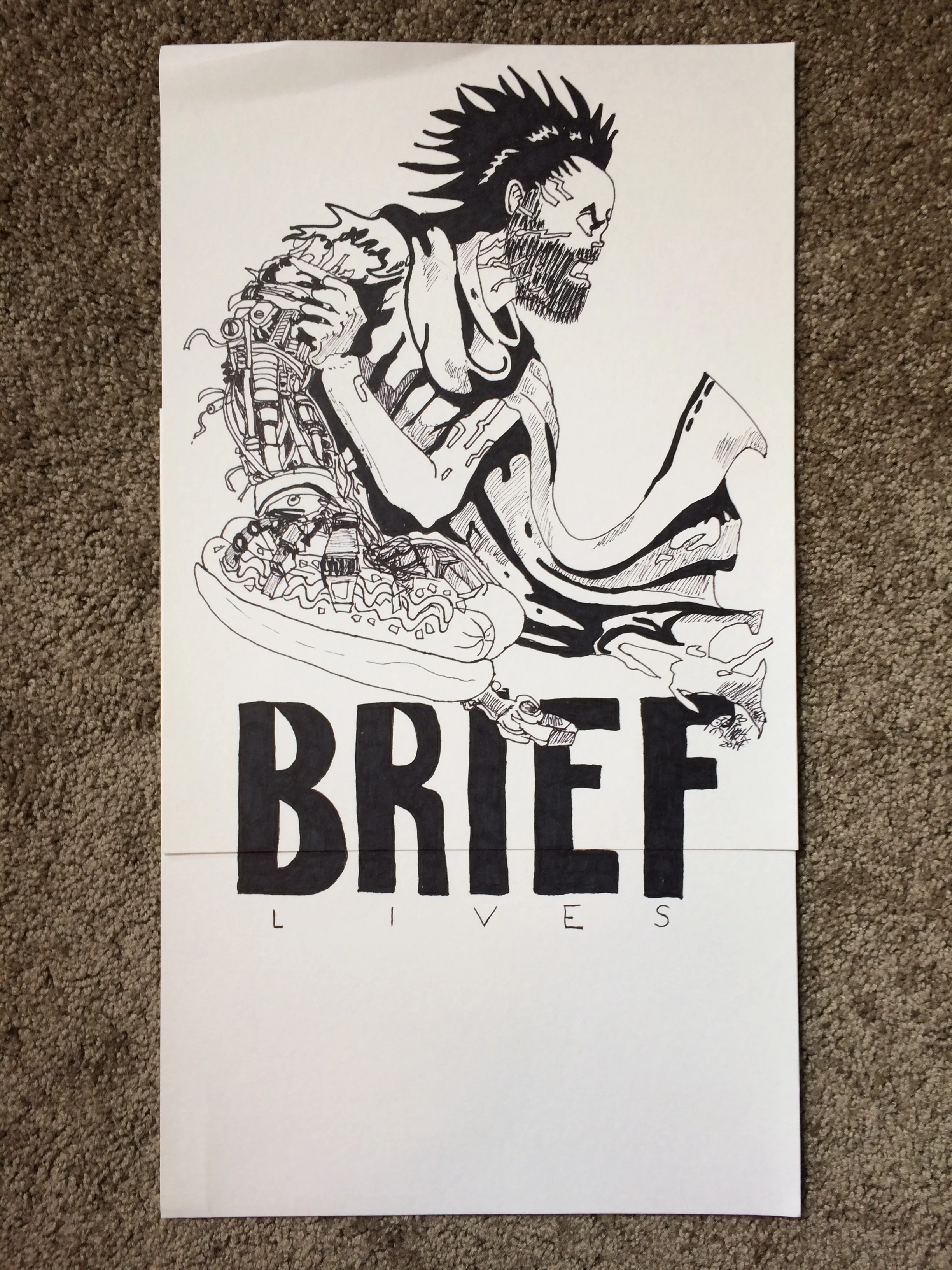 original artwork for Brief Lives "Akira" t-shirt 