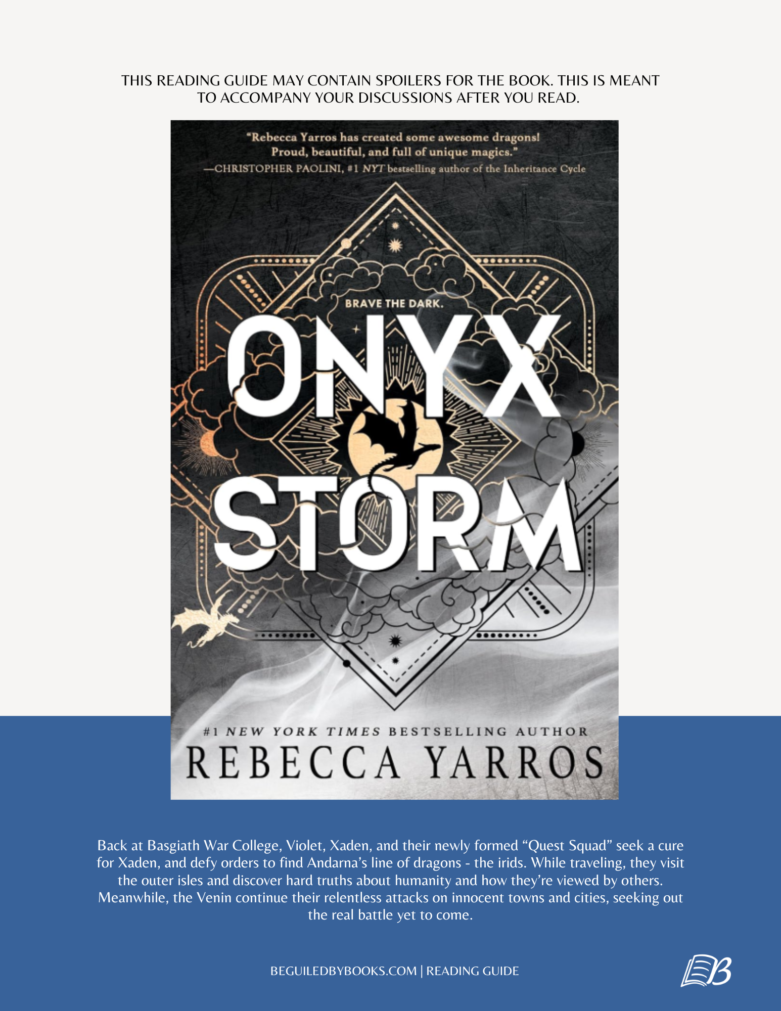 Onyx Storm (The Empyrean Series 3) by Rebecca Yarros Book Club Reading