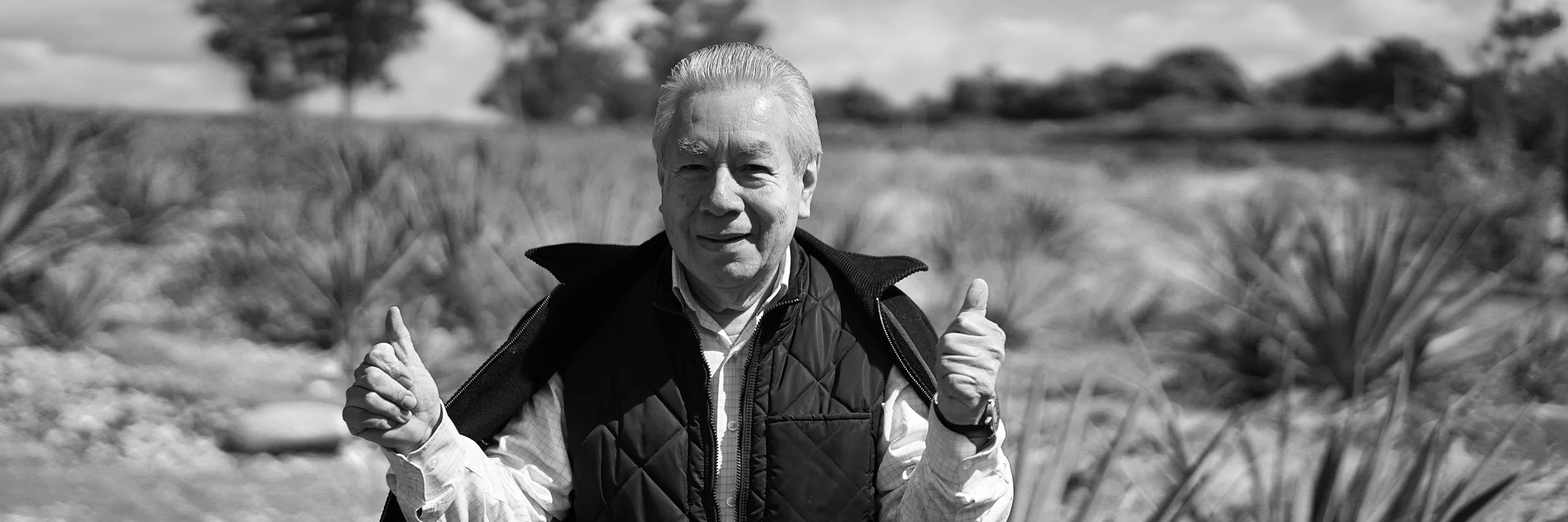 Espolòn Tequila Master Distiller Cirilo Oropeza in a Blue Weber Agave field at Destiladora San Nicolas, in Los Altos, the Highlands of Jalisco, Mexico..