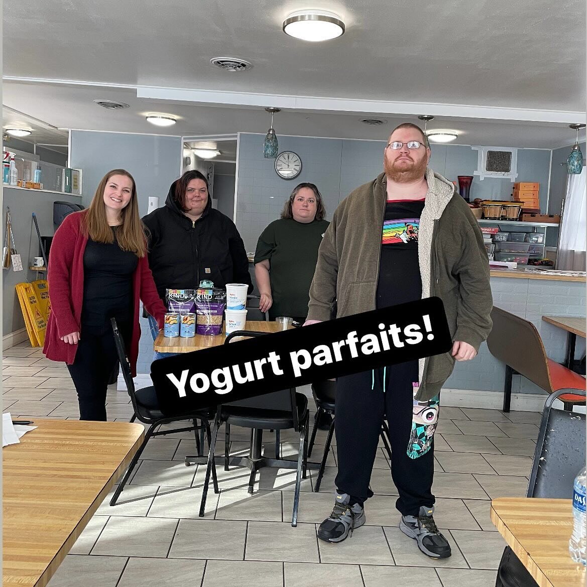 I went out to chat with my new friends at Self Reliance about nutrition today. We&rsquo;ll be meeting monthly to share ideas on how to make nutrition easy, tasty and affordable.

Today we whipped up some yogurt parfaits and taste-tested different yog