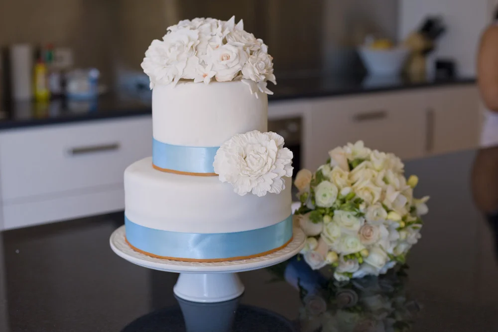 Miriam's wedding cake designed and made by herself. Image by Jon Jarvela