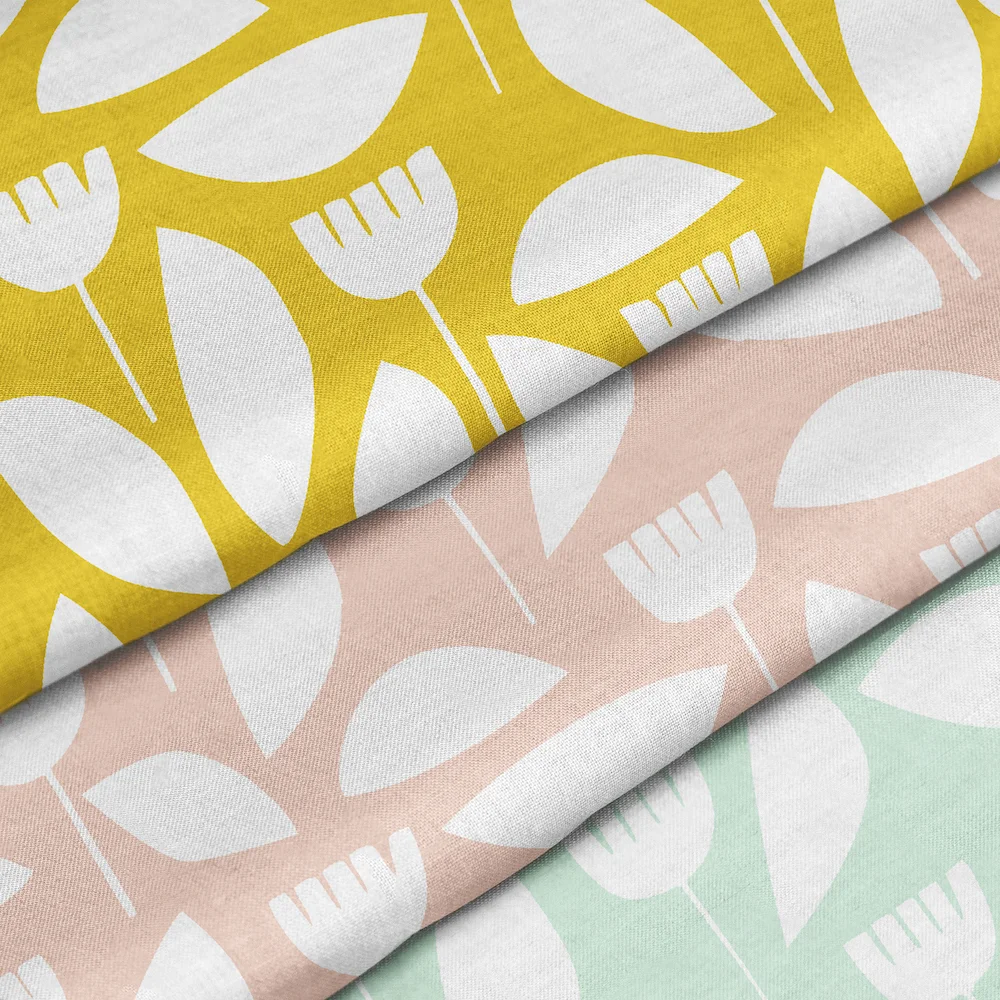 Illustrations on scandanavian floral fabric