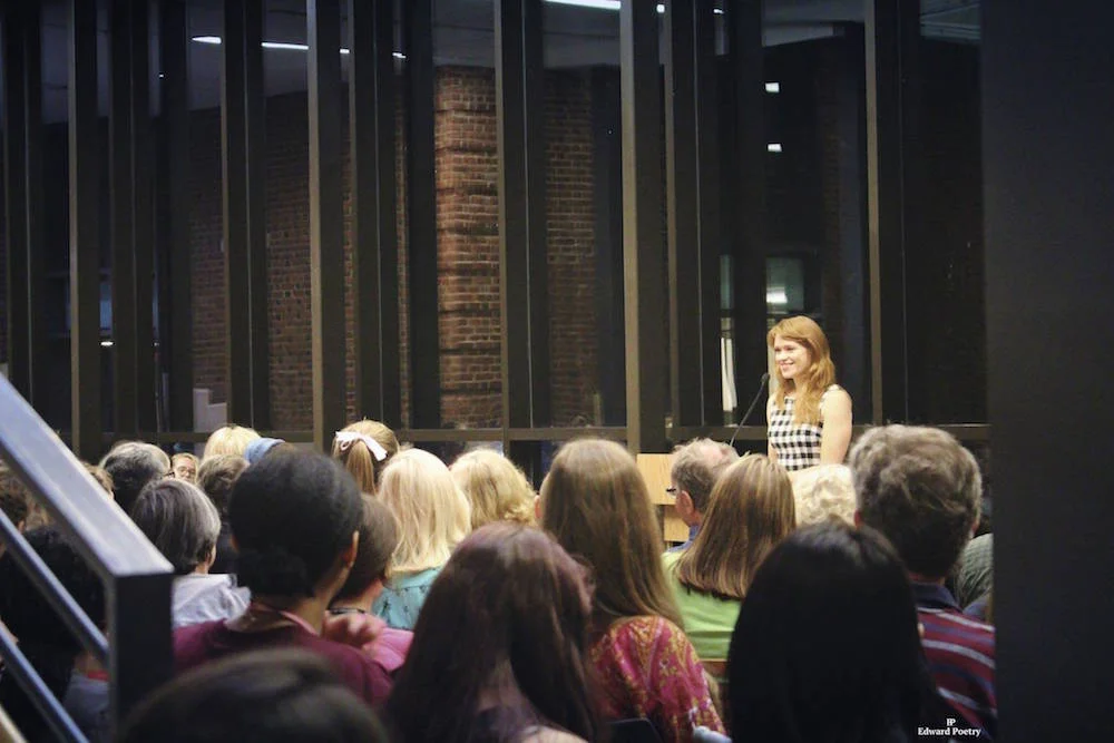 Emily reading at Sweet Briar Reading. Photo by Edward Poetry