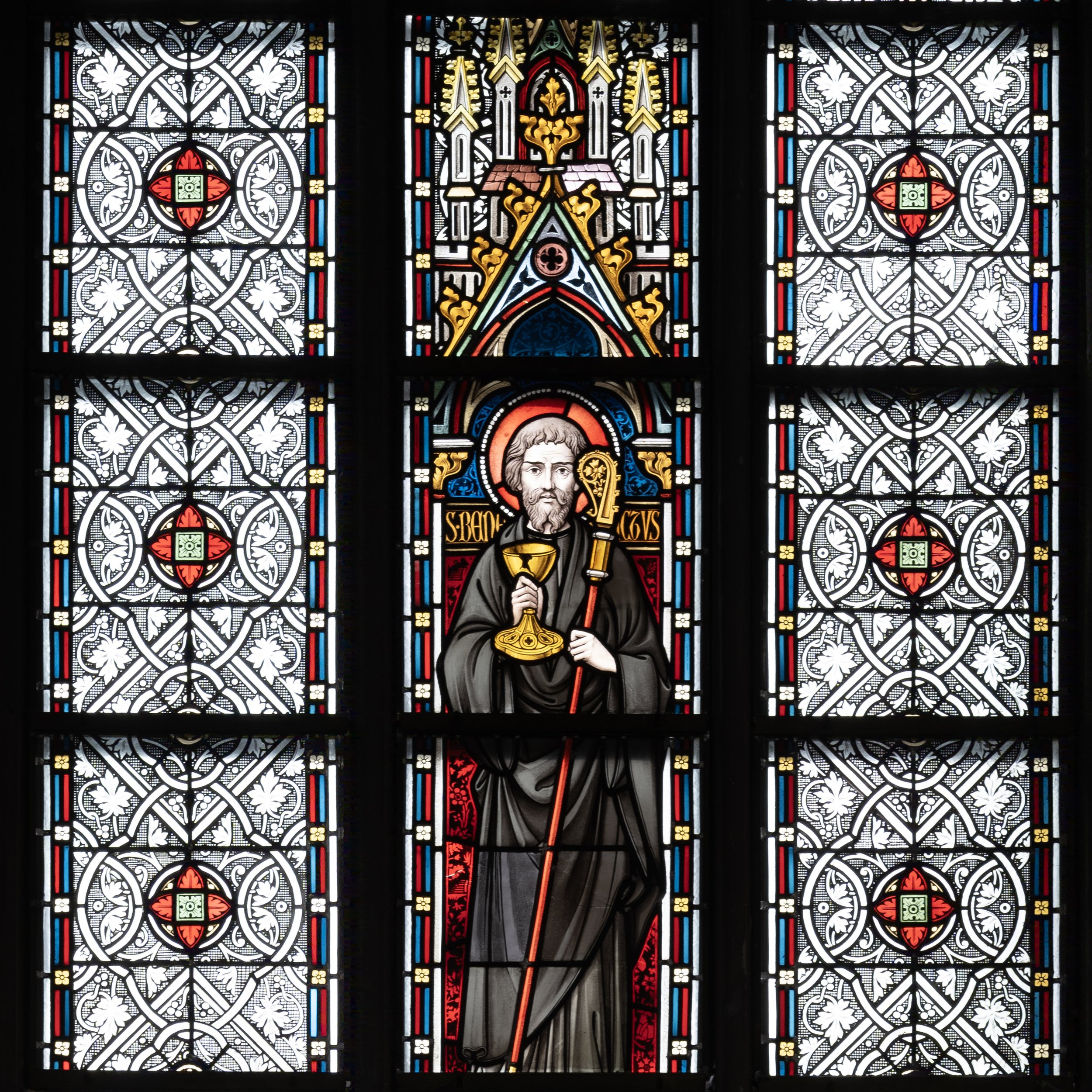 Detail Stained Glass Window Strombeek Church