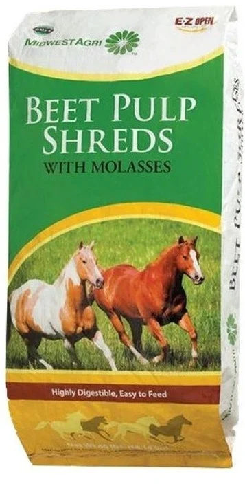 We feed beet pulp without molasses during the winter because the horses don’t need the extra energy provided by that sugar