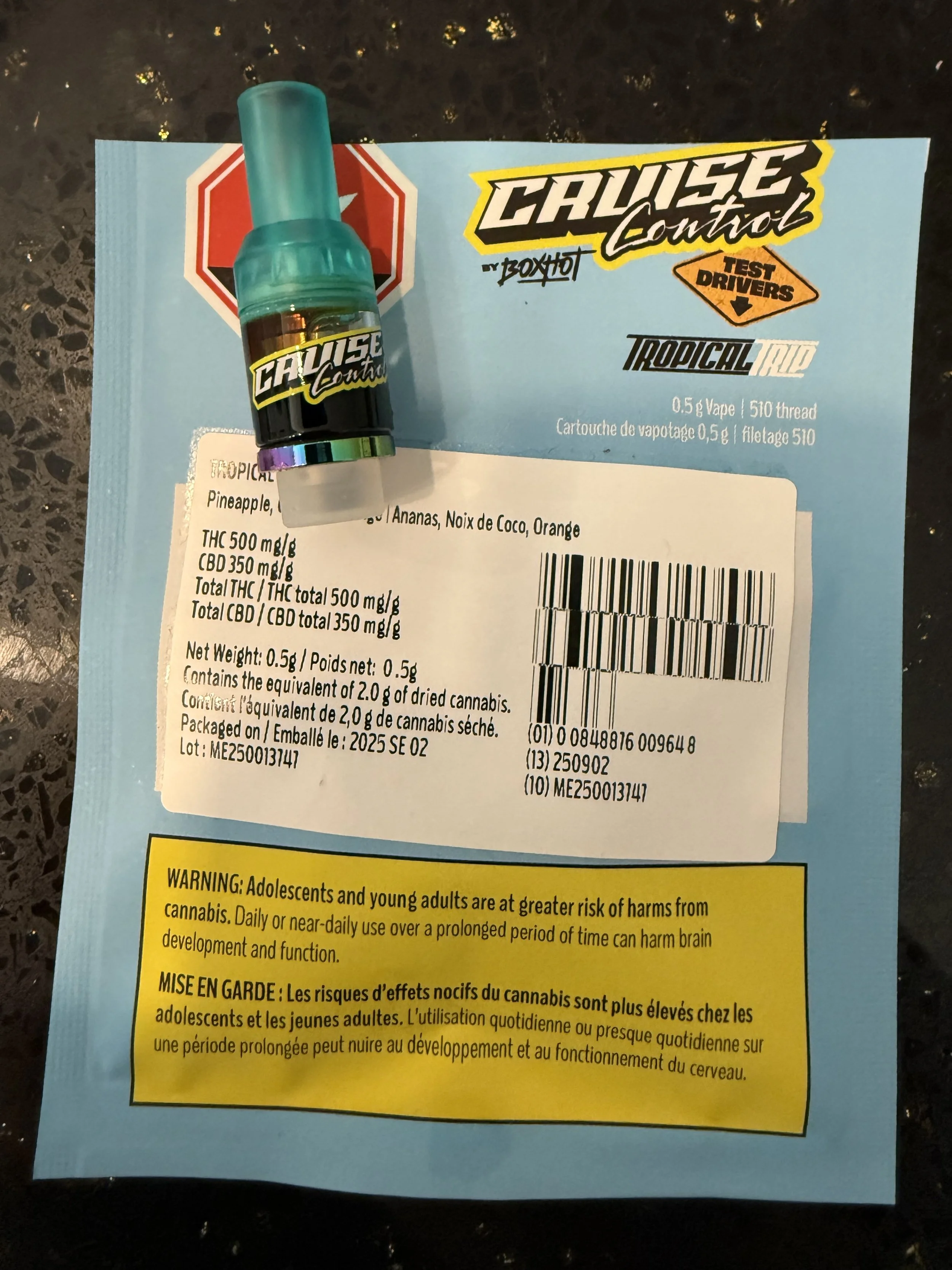 Cruise Control - Tropical Trip by Boxhot 0.5g 510 Distillate Vape Cart - OCS
