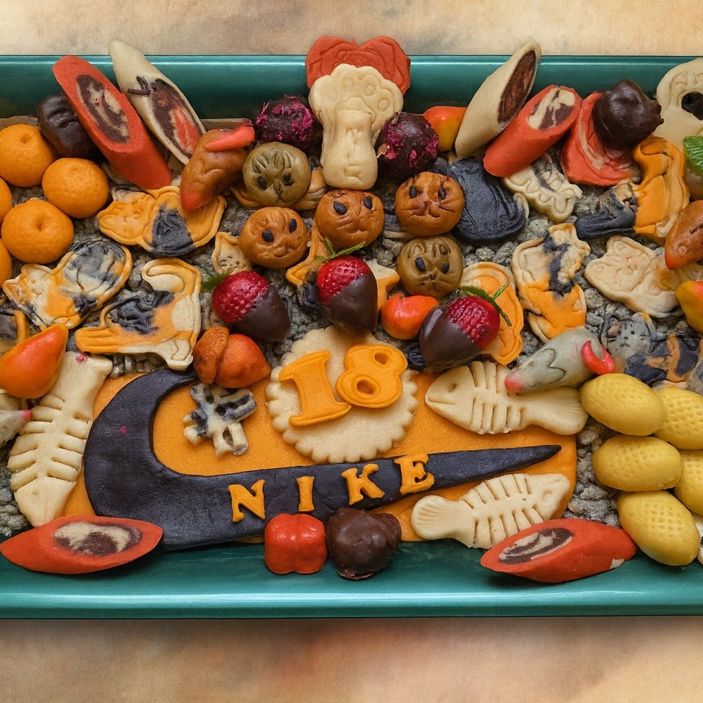 A whimsical custom platter for a cat named Nike's 18th birthday party (many happy returns!) this past Valentines' Day. Let me create anything you can imagine. A special, custom platter of delectable marzipan and other treats can be yours for any occa