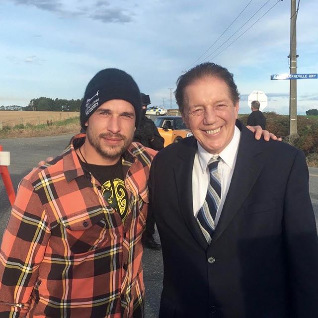 If you want to shoot in a film-friendly part of New Zealand, go to Southland!  Mayor Tim Shadbolt is a legend in more ways than one.  This pic was taken on set with Tom Hern the day we shot Tim&rsquo;s cameo in @porkpiemovie !
 #porkpiemovie #takingt