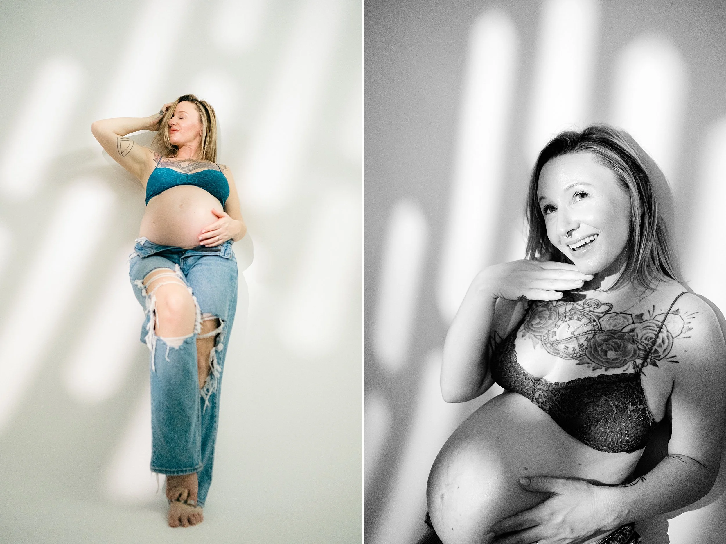 Pensacola Editorial Maternity Photo in Studio with Structured Styling and Texture
