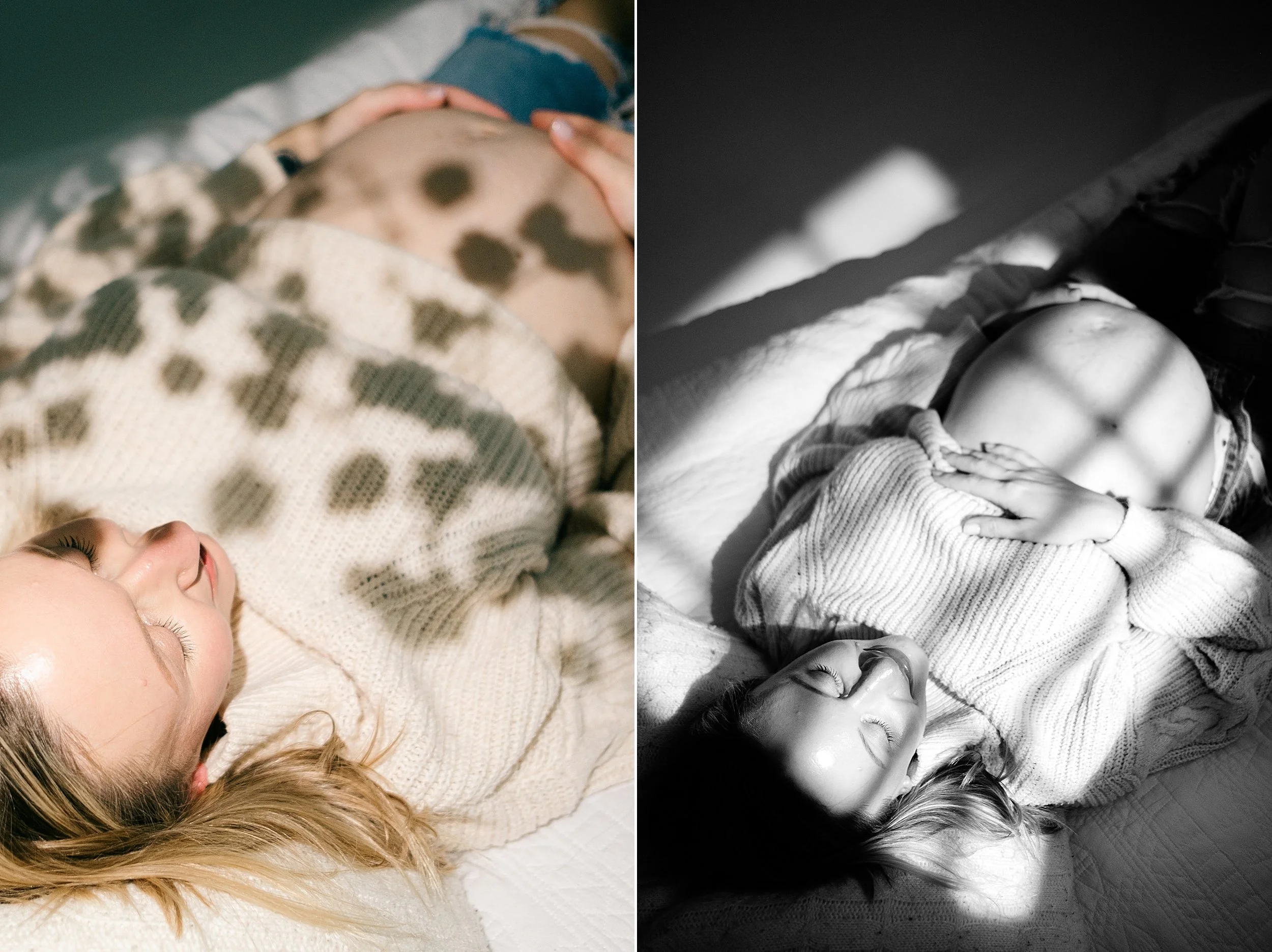 Pensacola Studio Maternity Image Featuring 90s Style Jeans and Cropped Sweater