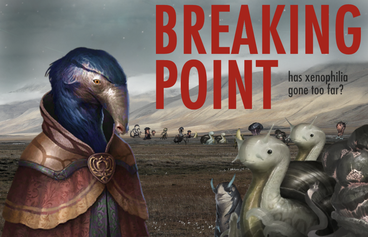 Image: The Polity Matriarch Posing on a poster advertising the empire’s new stance on immigration.