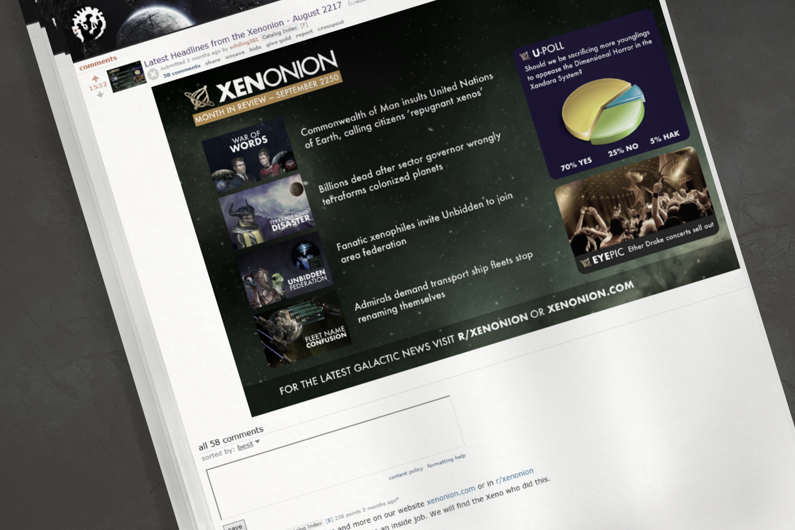 Image: Last year the Xenonion made a non-accidental attempt to publish advertisements dated with both time systems. It was not well received.