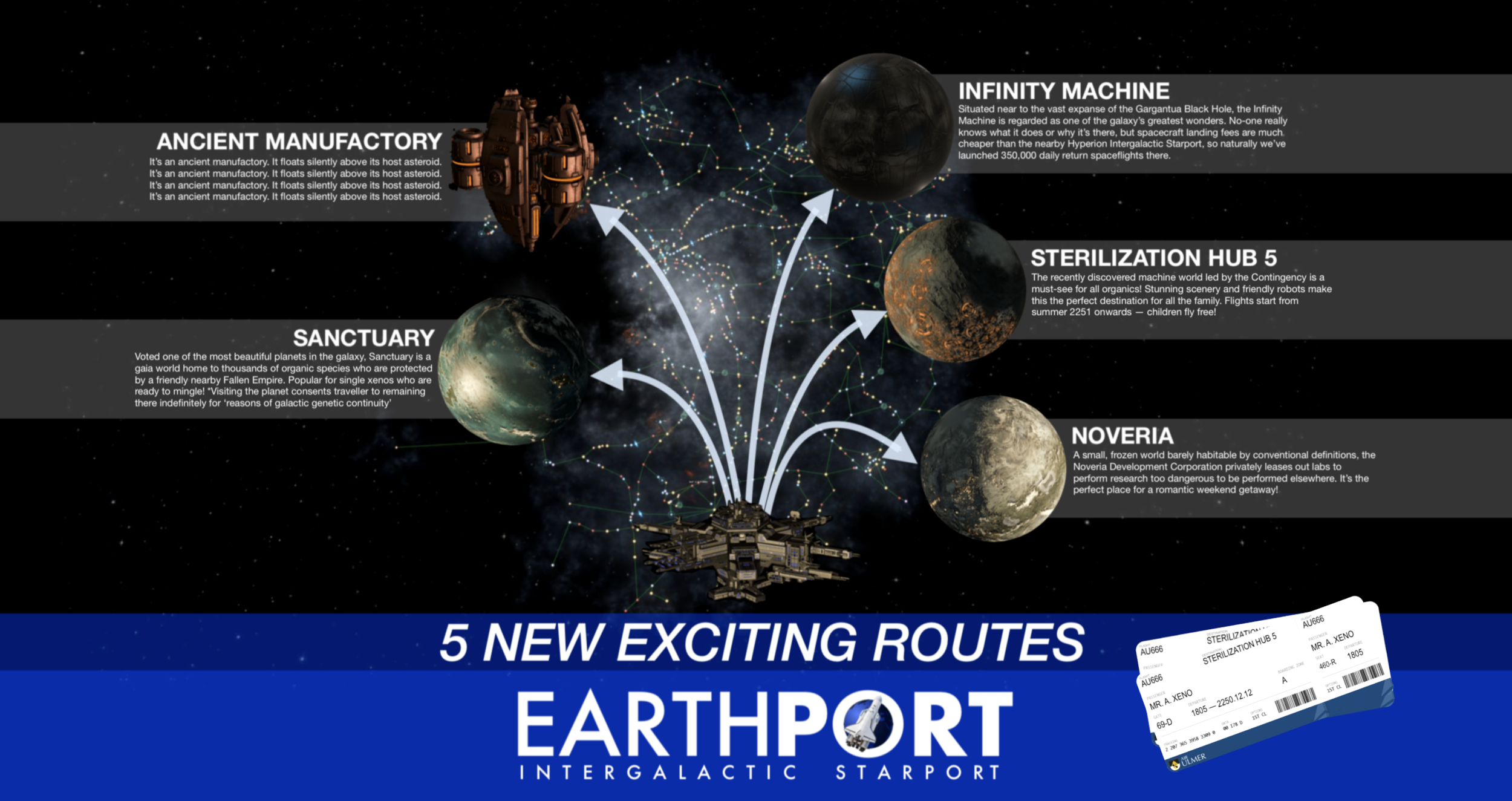 Commercial: Fly direct to Saiiban and 5 other exciting new routes with Earthport, Earth's gateway to the galaxy.