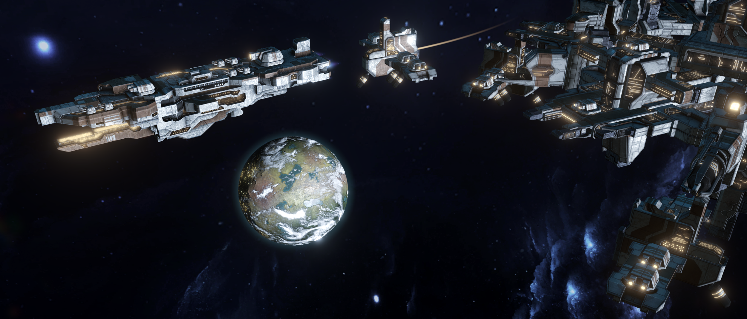 Image: The UTU Vapid , the Ubaric Techno-Union's newest Onichron-class battleship, is launched from the Hyperion Citadel Shipyard.
