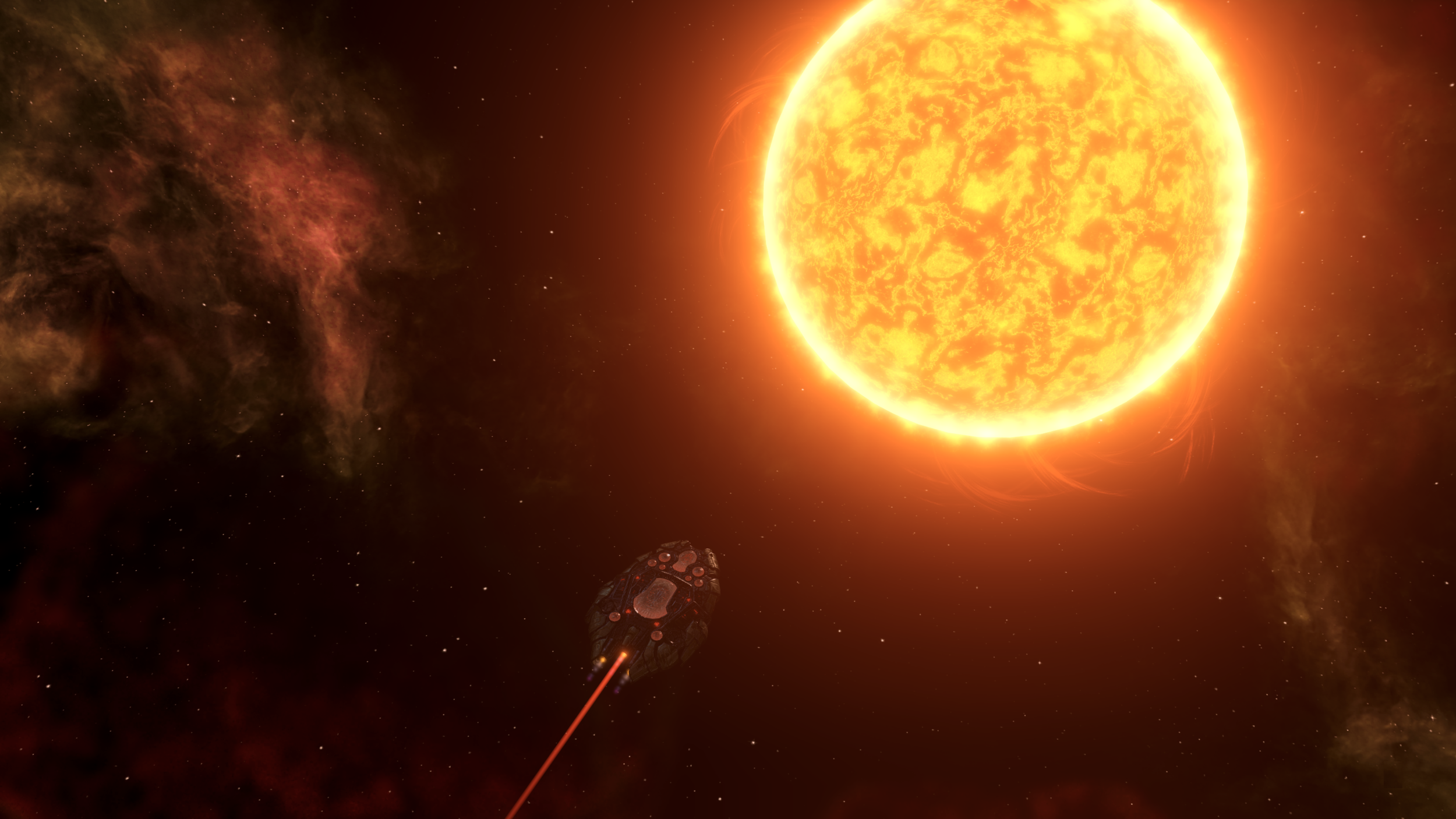 Image: The mothoid colony ship LER Lumia, pictured moments before flying directly into the K-class Kibbith star.