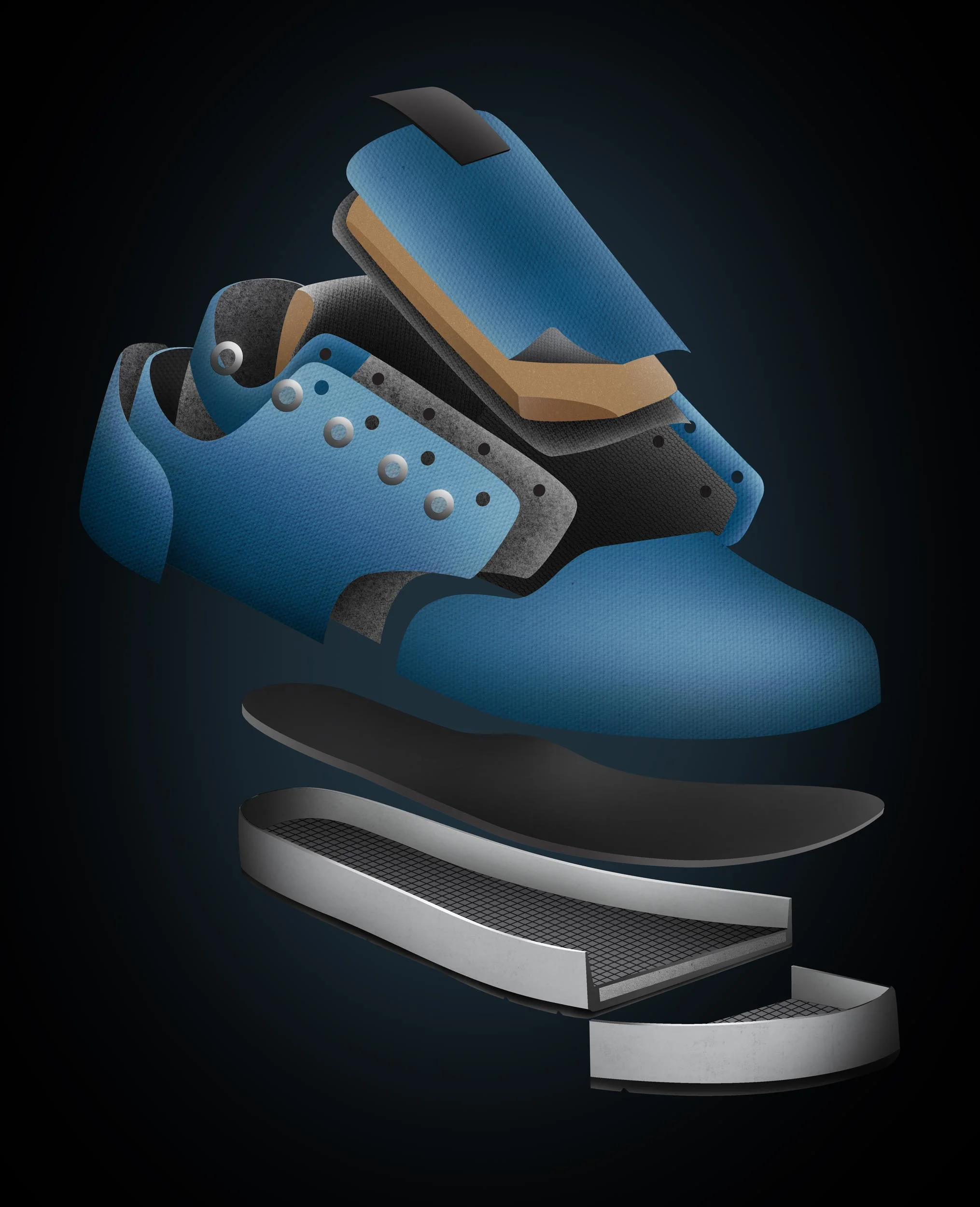 Photoshop render of a Supra Dixon exploded view.