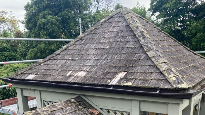 Weathered and damaged roof tiles were replaced