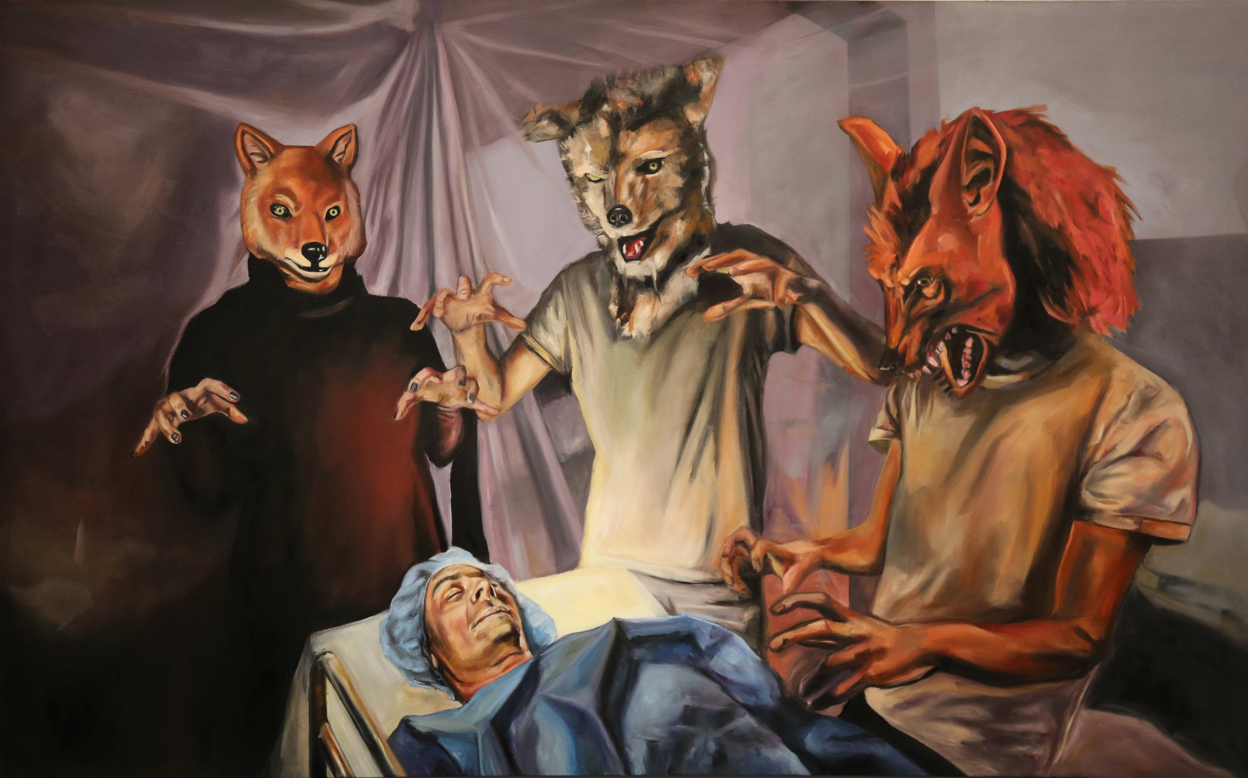  Wolf Party - Oil on canvas - 76" x 47" - 2016  