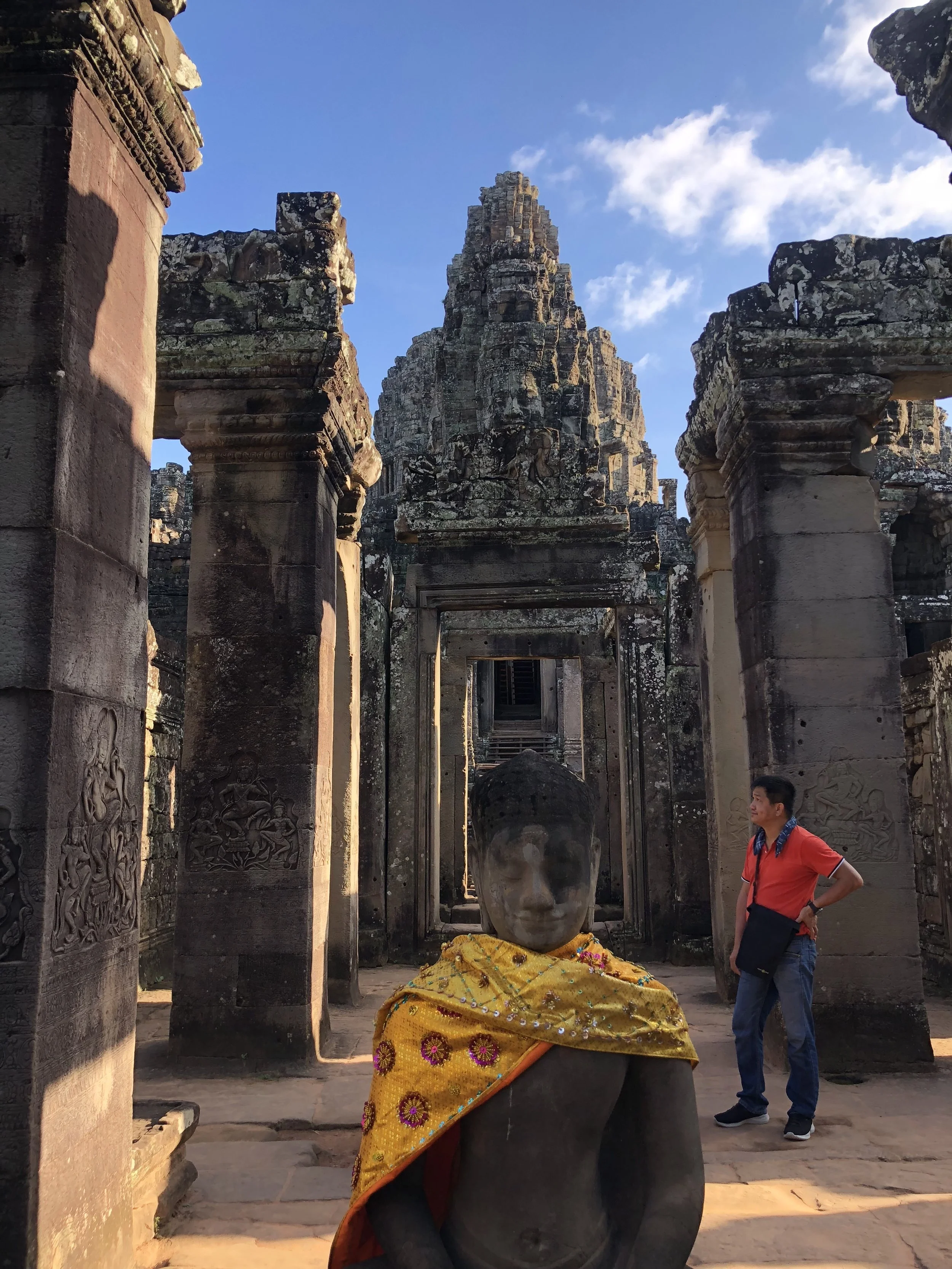 (Pictured) A guide—not my guide—at Bayon Temple