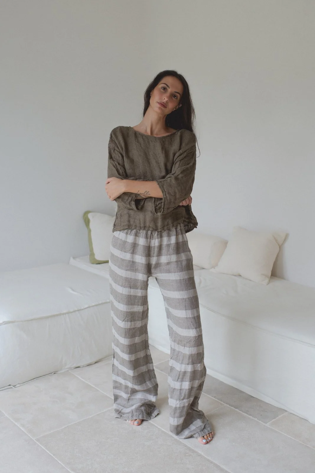 Bettina Pant - Earth Naturale Stripe