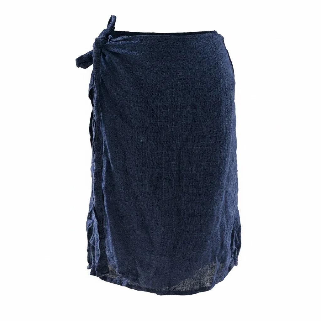 Tuscan Wrap Skirt Short Length - Cestinato Navy