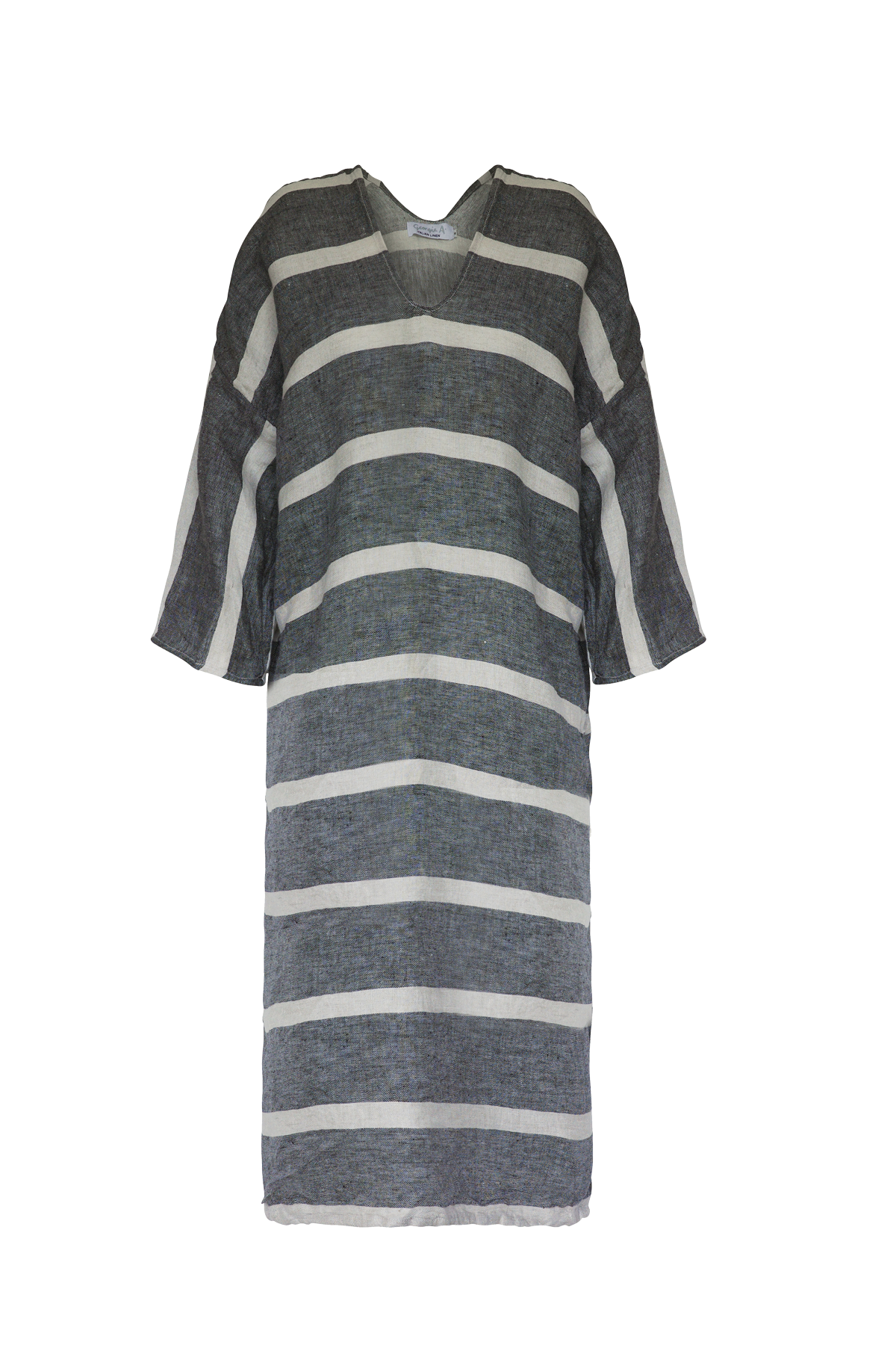 Positano U with Sleeve - Charcoal / Naturale Stripe