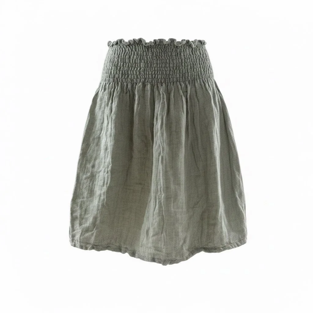 Cinched Waist Skirt Short Length - Salvia Chiara