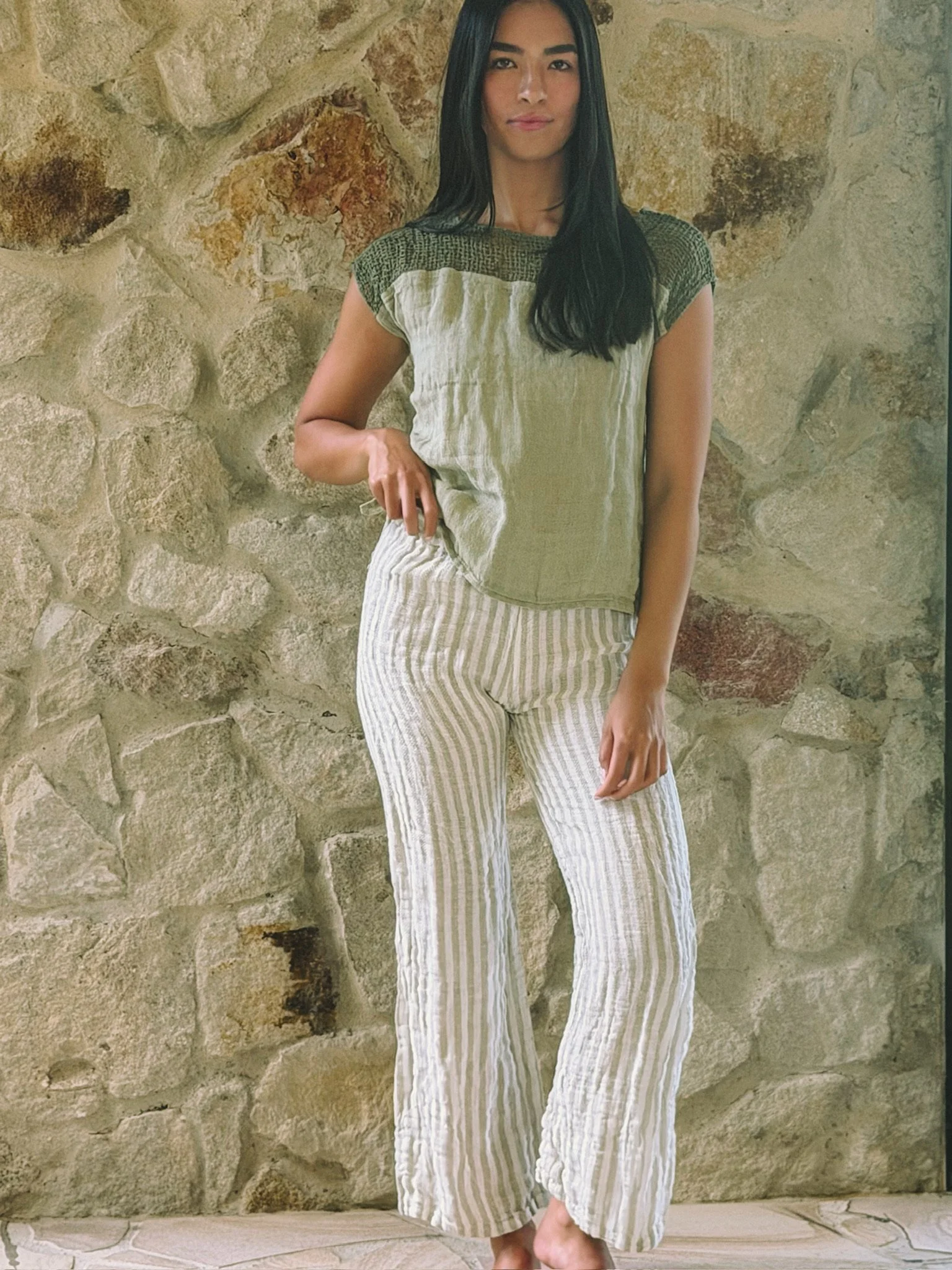 Bettina Pant -  French Stripe Salvia