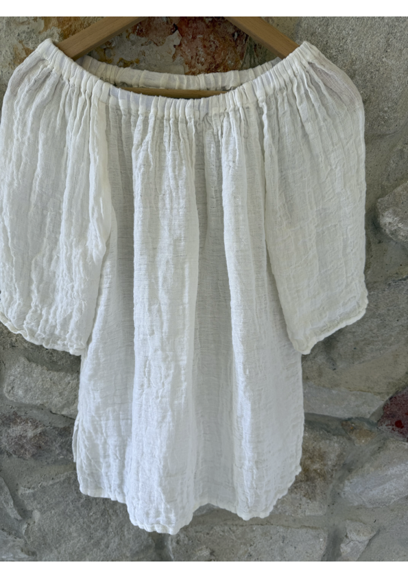 On Off Shoulder Top - Stracciatella Bianco