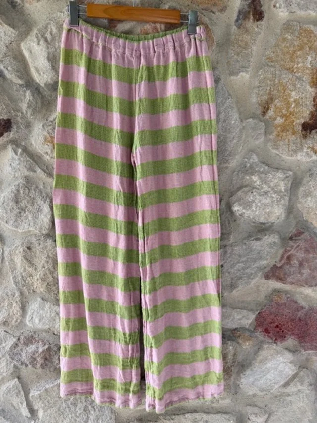 Bettina Pant -  Rosa / Pistachio Stripe - One of a Kind