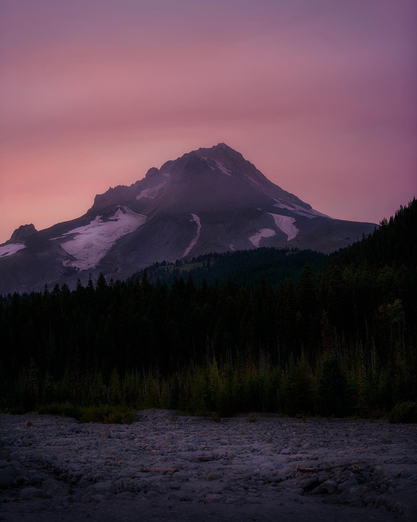 Really craving another trip to the mountains right now. It&rsquo;s been far too long. This was a smoky shot of Mt. Hood from a roadside pull off as we were on the way to Trillium Lake. Just enough color in the sky to make it interesting.