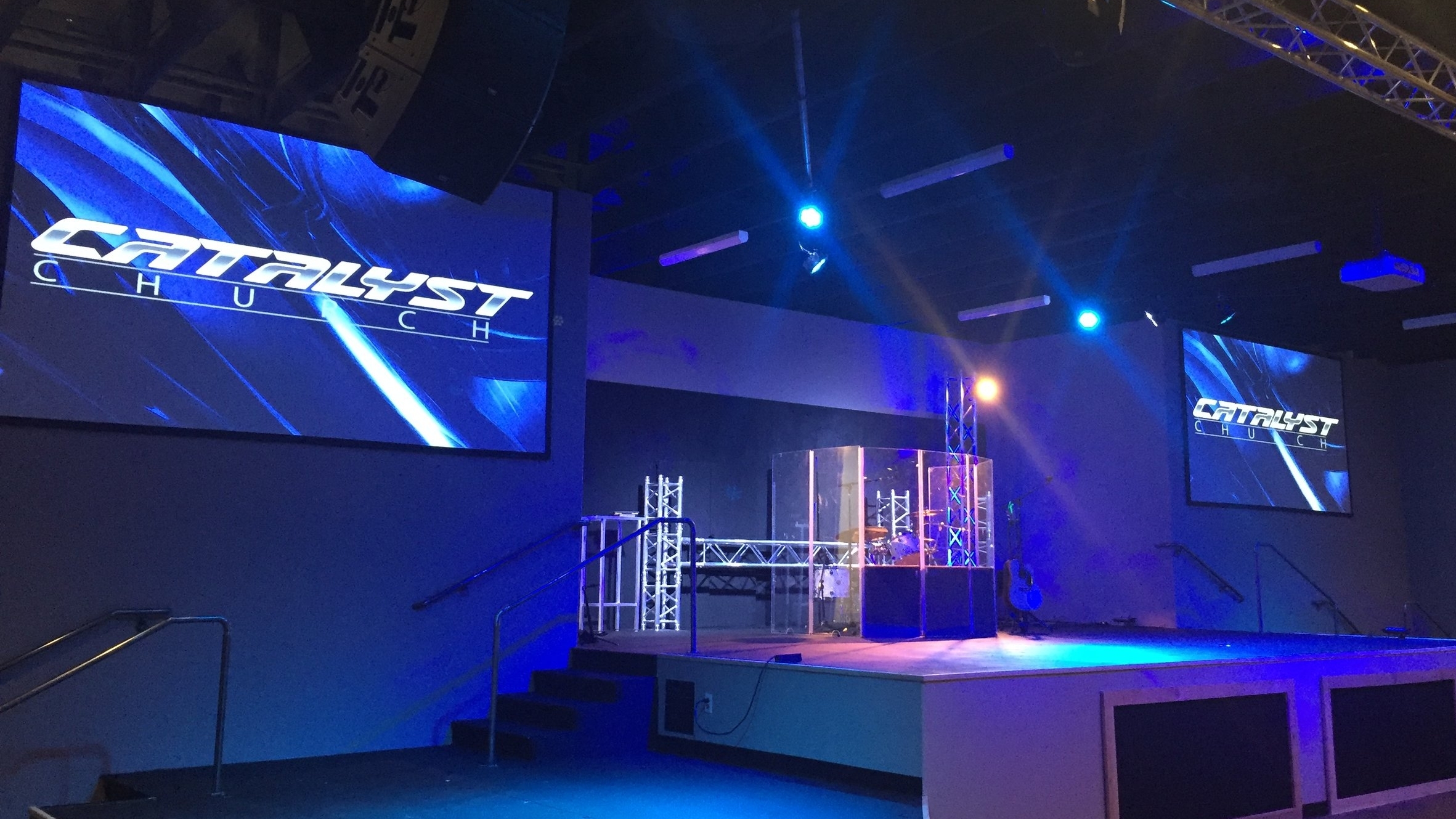Catalyst Church - Glendale, AZ (NEC Laser Projectors, QSC Line Array Speaker Systems, Allen & Heath GLD112 Console, BMD ATEM 1M/E Switcher, Studio Camera 4K, Studio Micro Camera 4K)