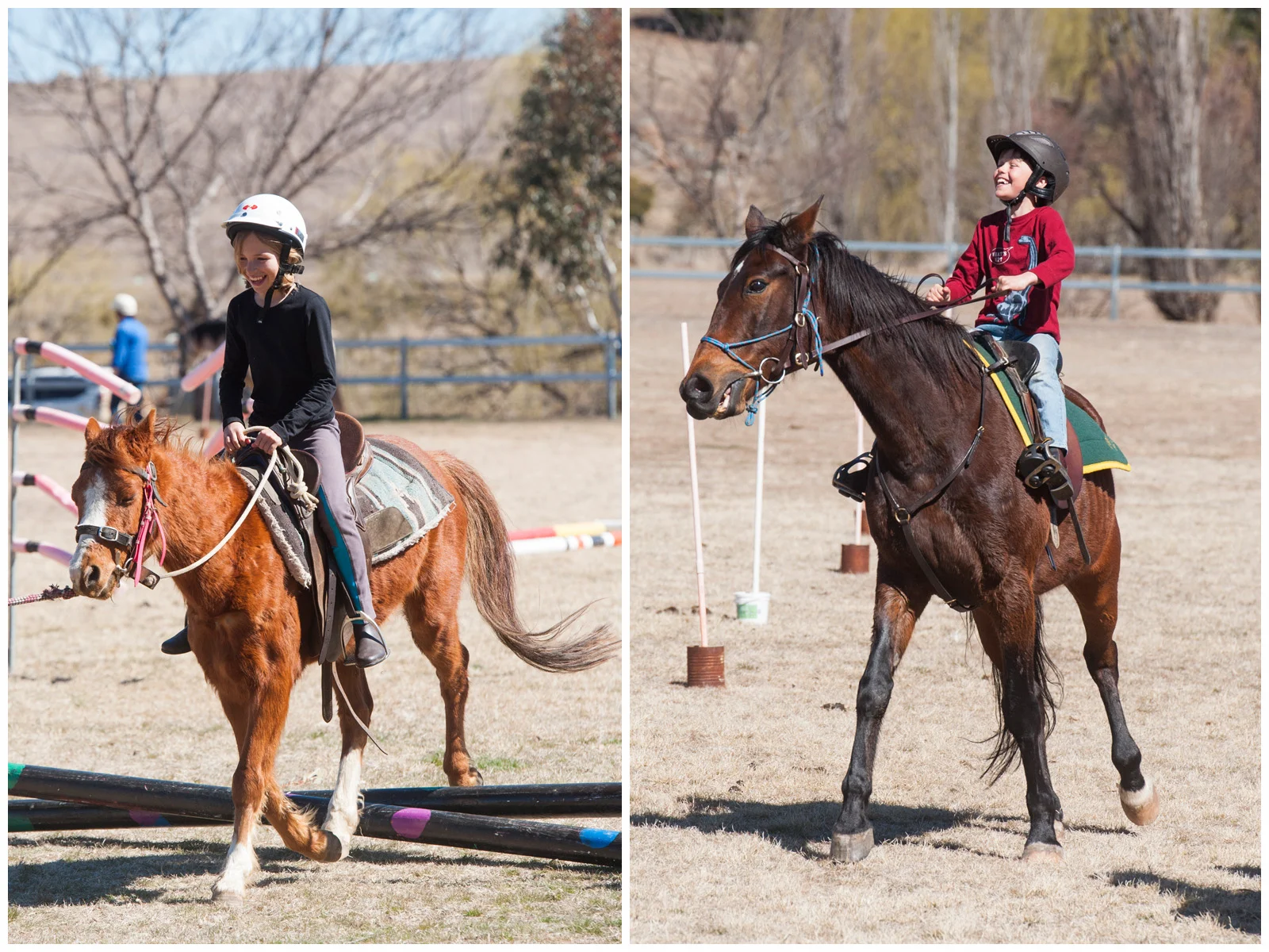 Emily on Elmo, and Jack on Charlie - at the Snowy River Pony Club