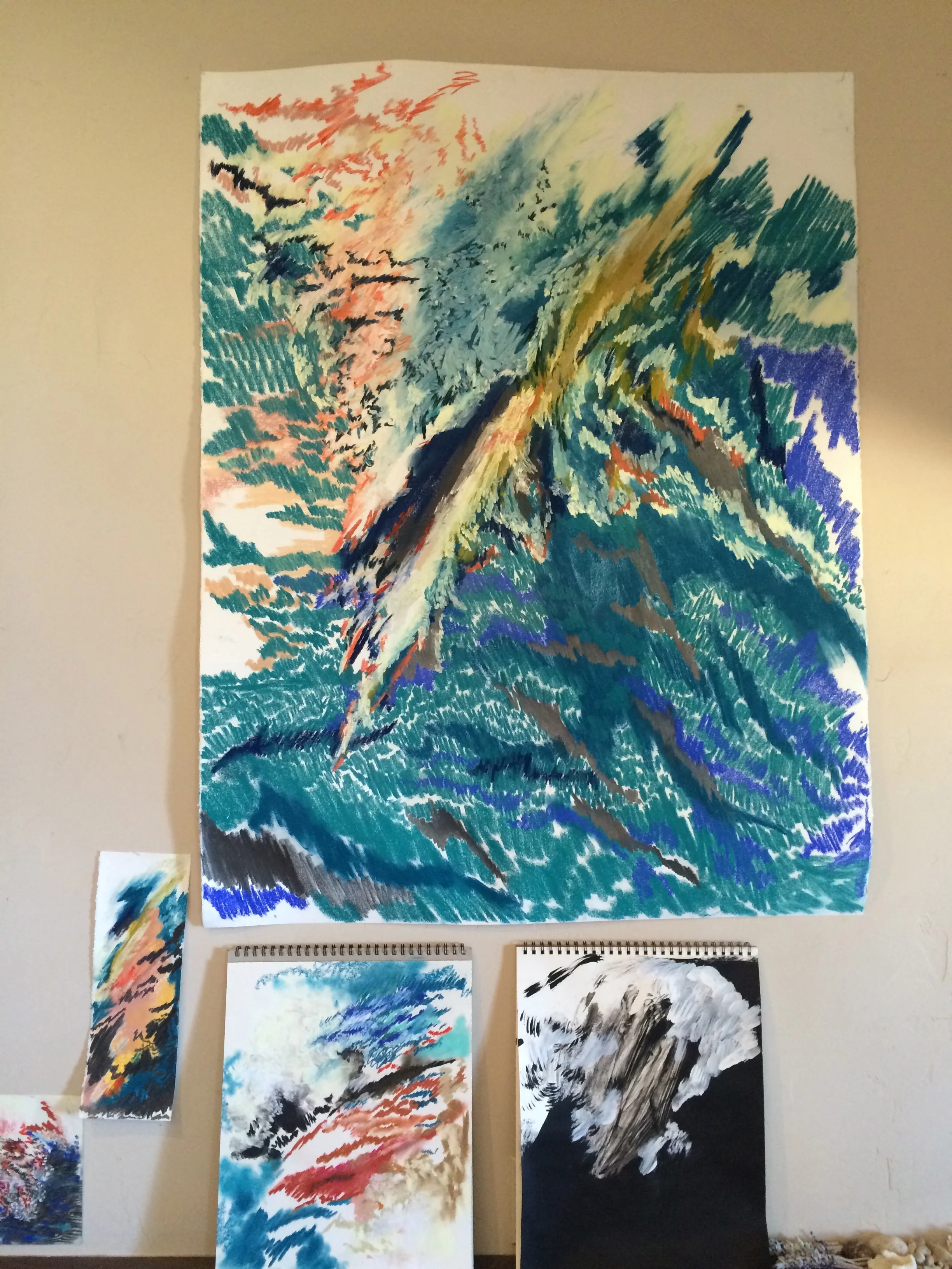 chalk and paint on paper dimensions variable