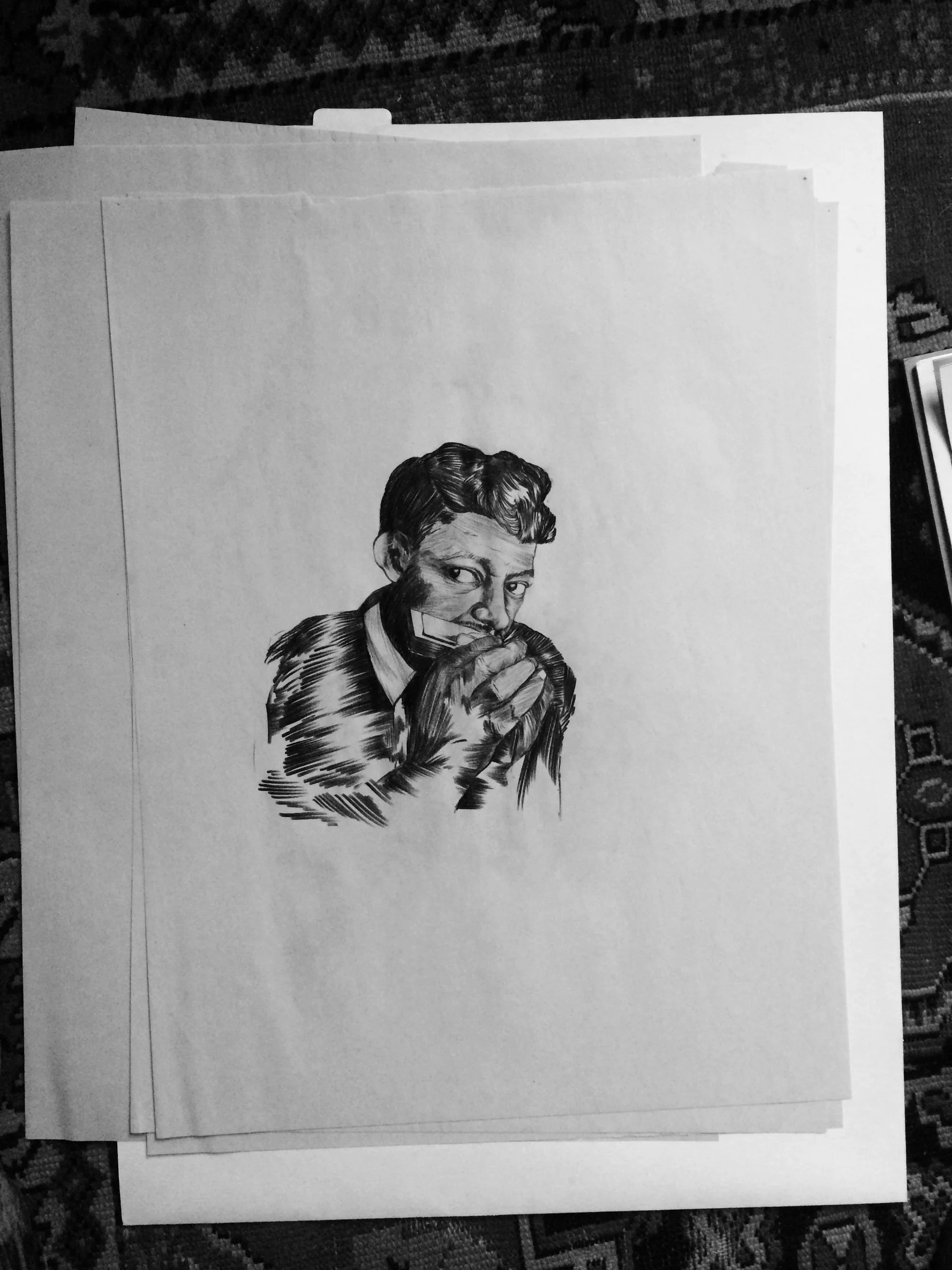 pencil on newsprint 18 x 24 inches