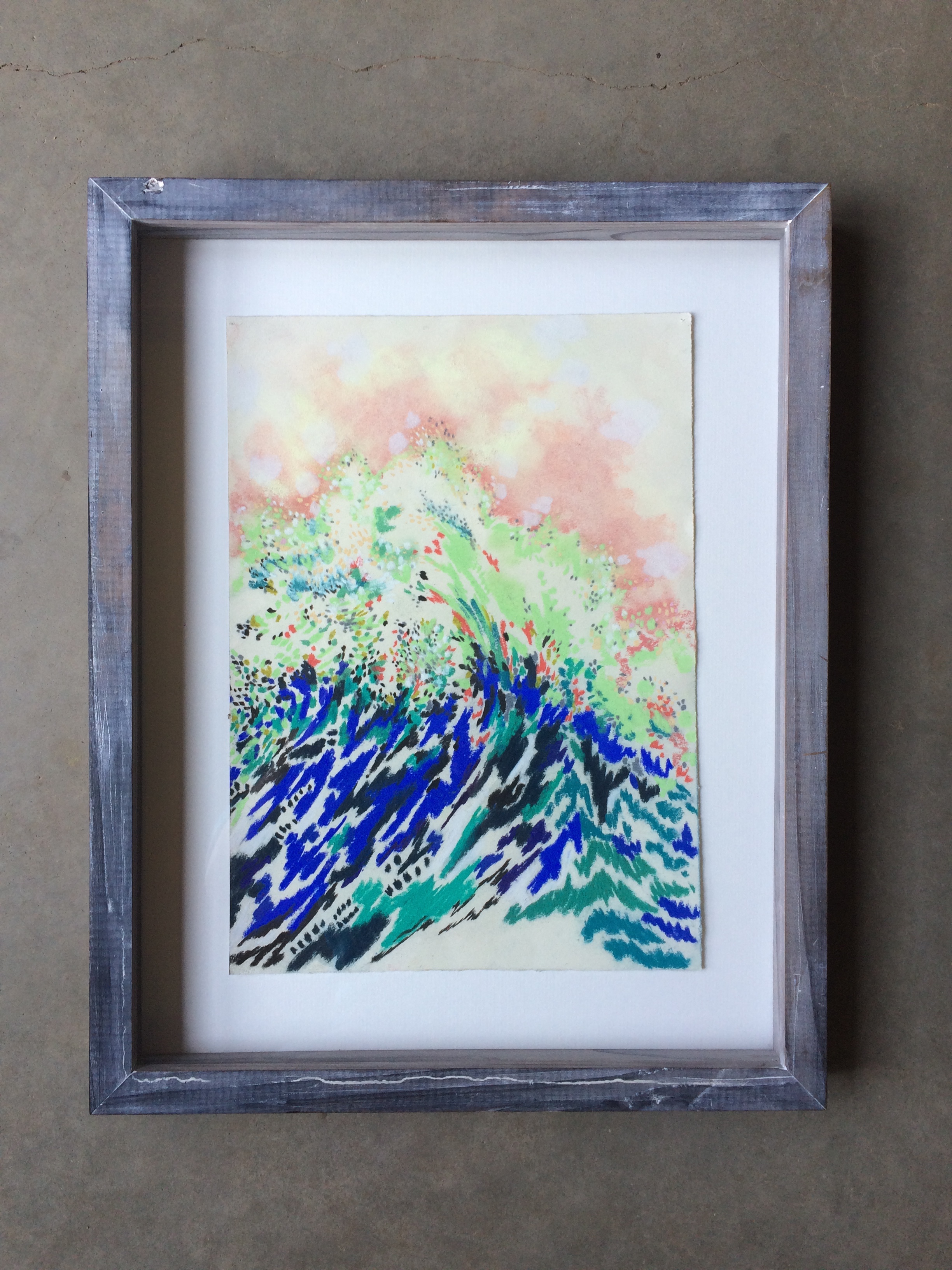  chalk on paper  (7.5 x 11 inches unframed)  hand built lime-washed redwood frame  SOLD 