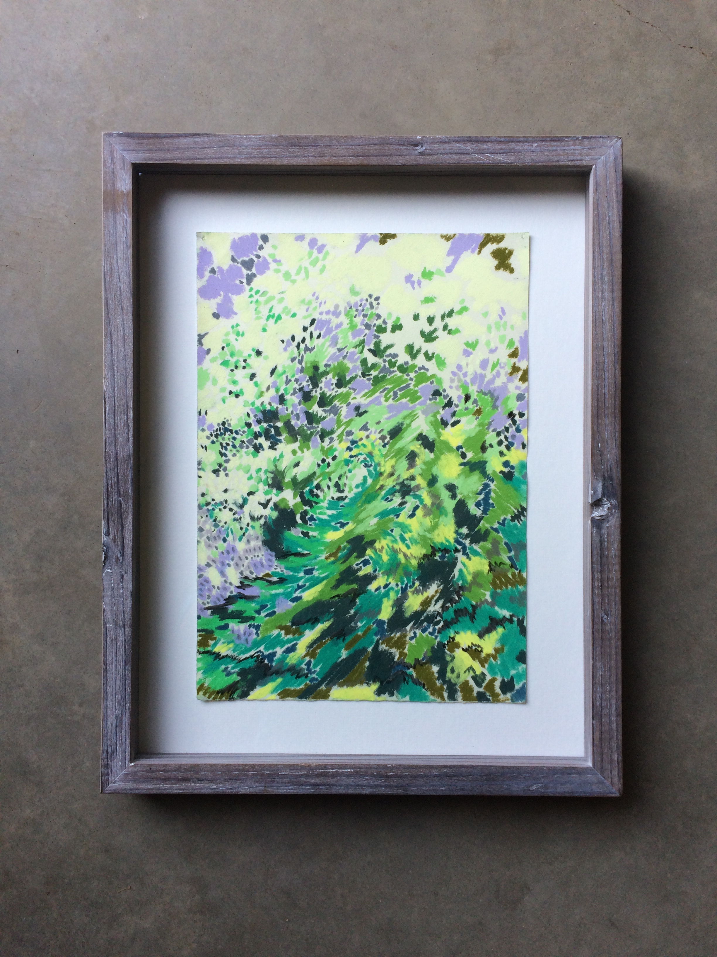  chalk on paper  ( 7.5 x 11 inches unframed)  hand built lime-washed redwood frame  SOLD 
