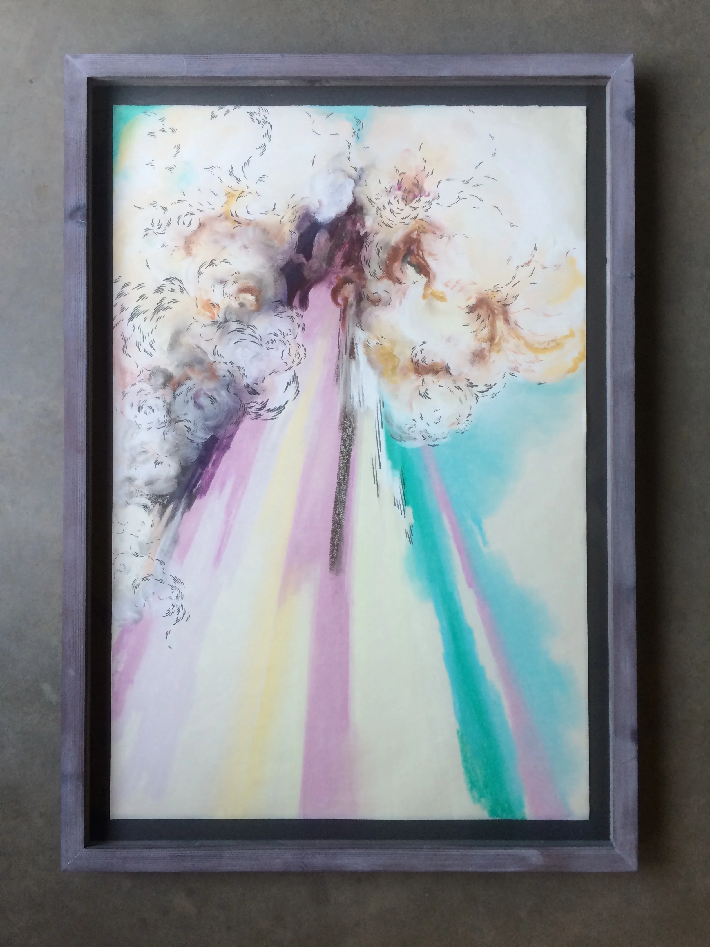 chalk on paper ( 24 x 36 inches unframed) hand built lime-washed redwood frame SOLD