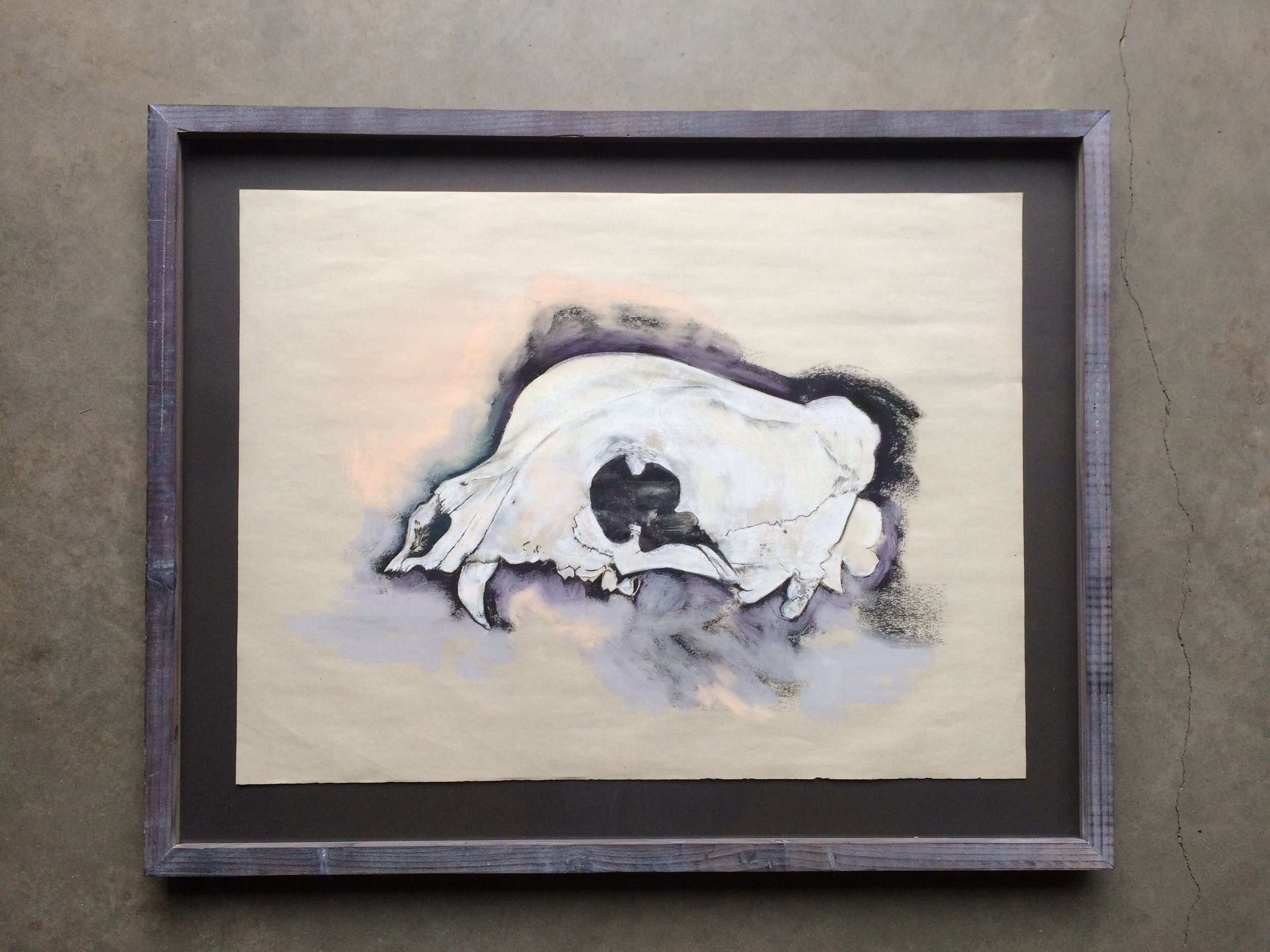 chalk on paper ( 16 x 20 inches unframed) hand built lime-washed redwood frame