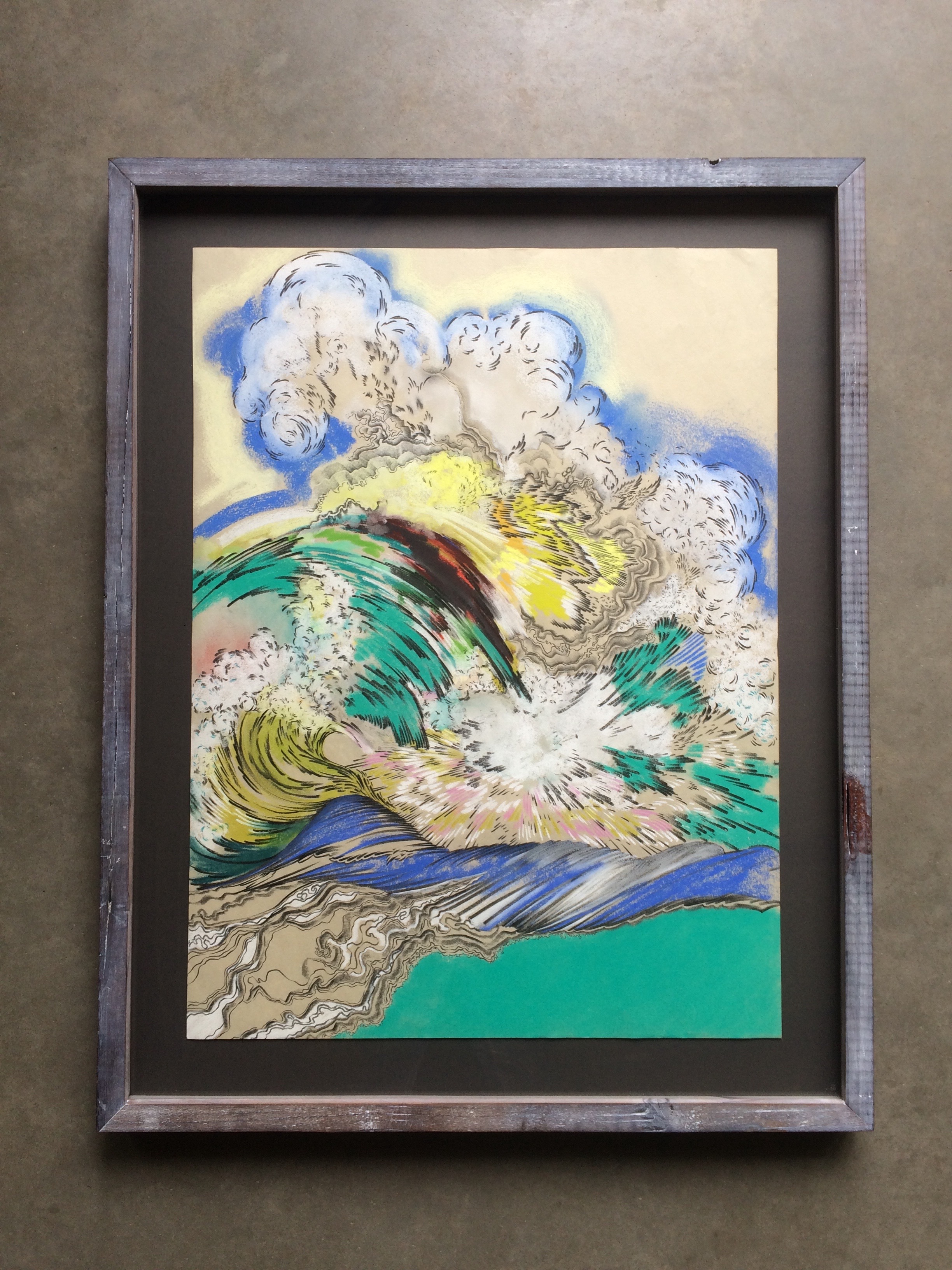 chalk and pencil on paper ( 16 x 20 inches unframed) hand built lime-washed redwood frame SOLD