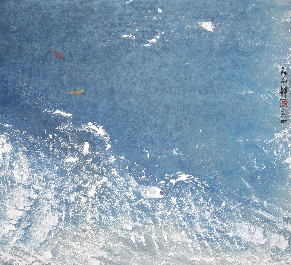 江心靜 / 故鄉的海 Ocean in My Heart No.1 / 2014 / 68 x 74cm / 彩墨紙本 ( 原作 私人典藏 )