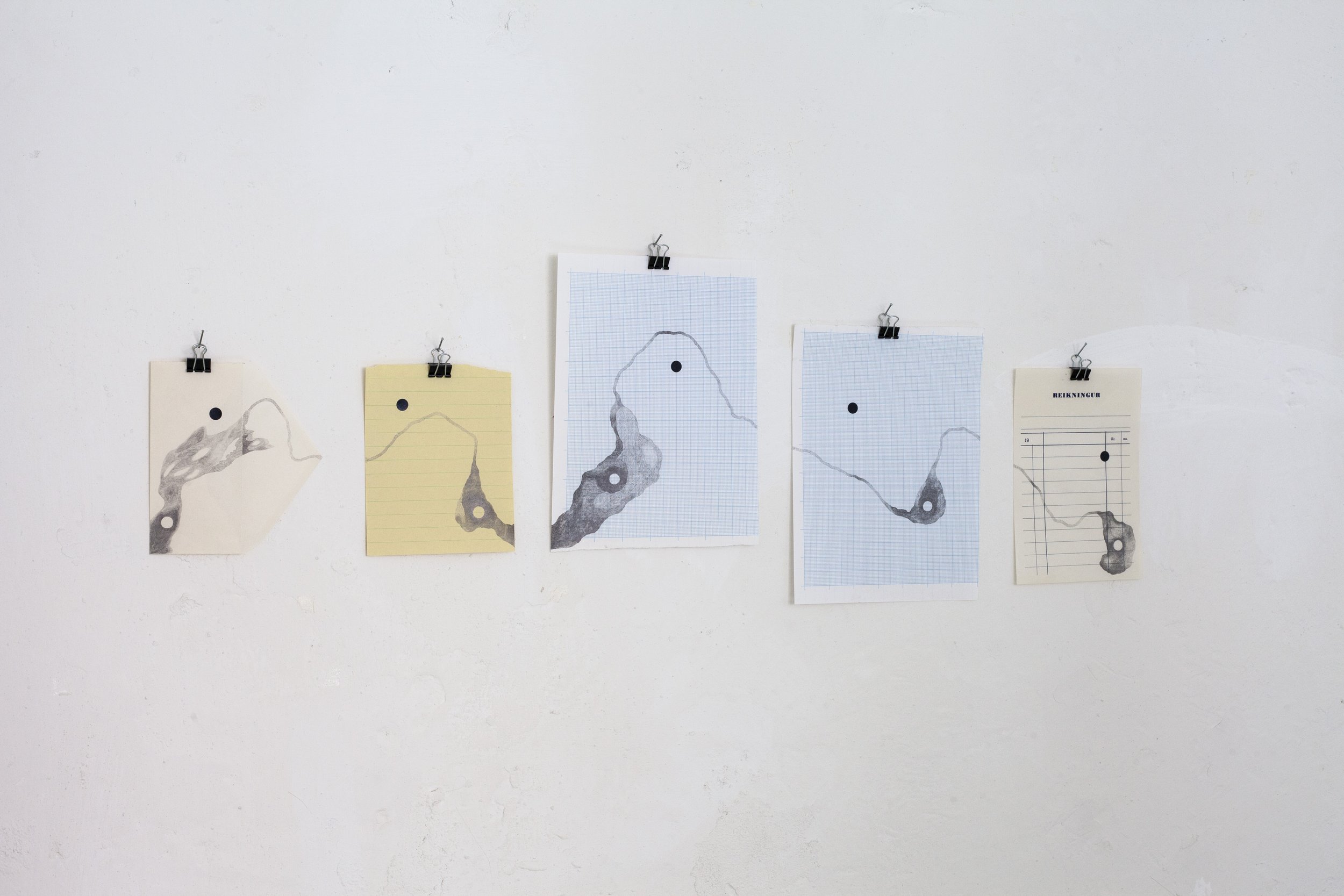 Cord, 2025, Una H. Colquhoun, pencil and sticker on found paper